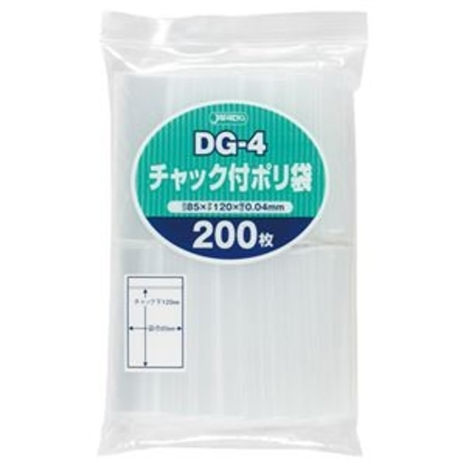 まとめ) ジャパックス チャック付ポリ袋 ヨコ85×タテ120×厚み0.04mm DG-4 1パック(200枚) 【×15セット】 通販  RoomClipショッピング