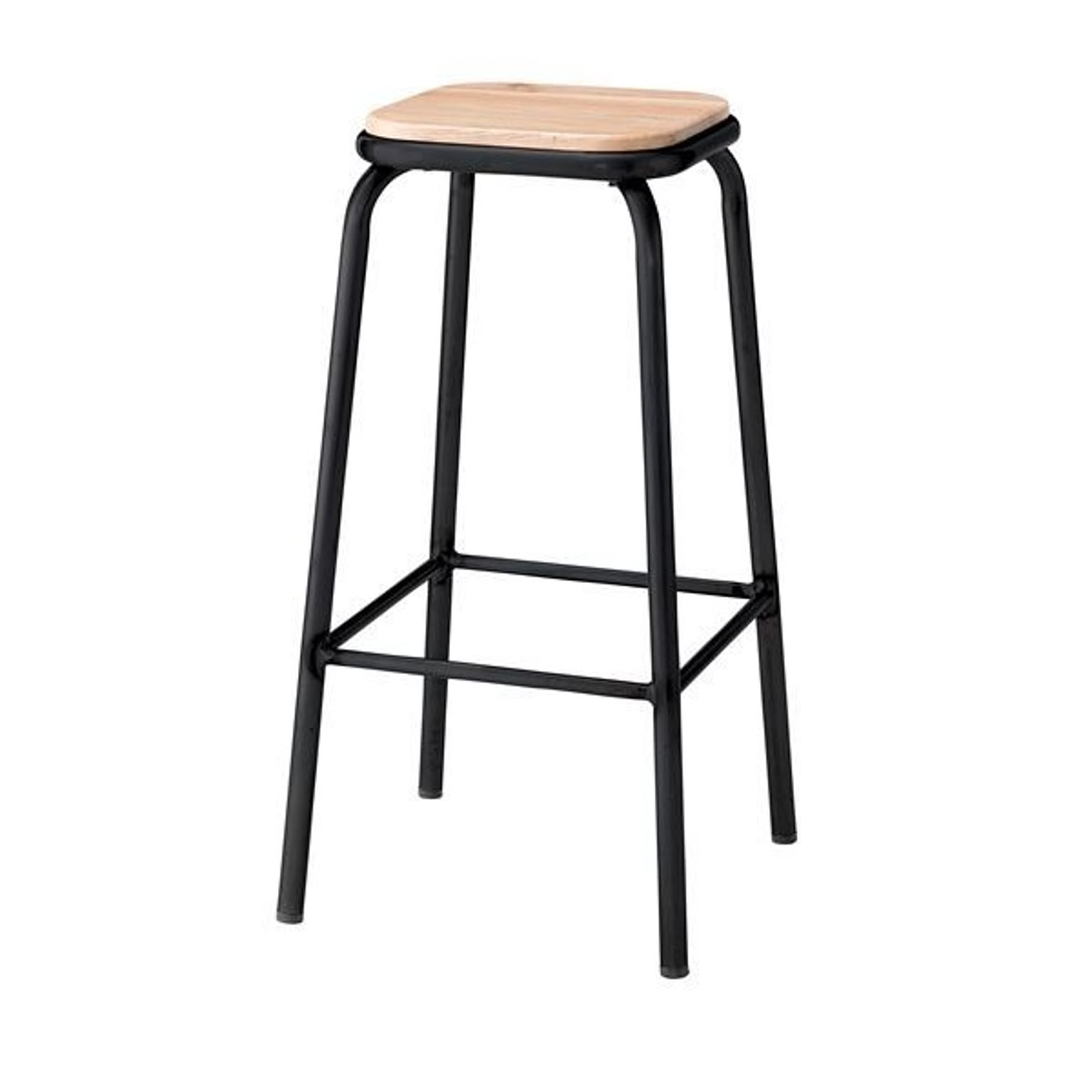 シンプルハイスツール/バーチェア 【ブラック】 天然木(アッシュ)座面 高さ73cm PC-67BK
