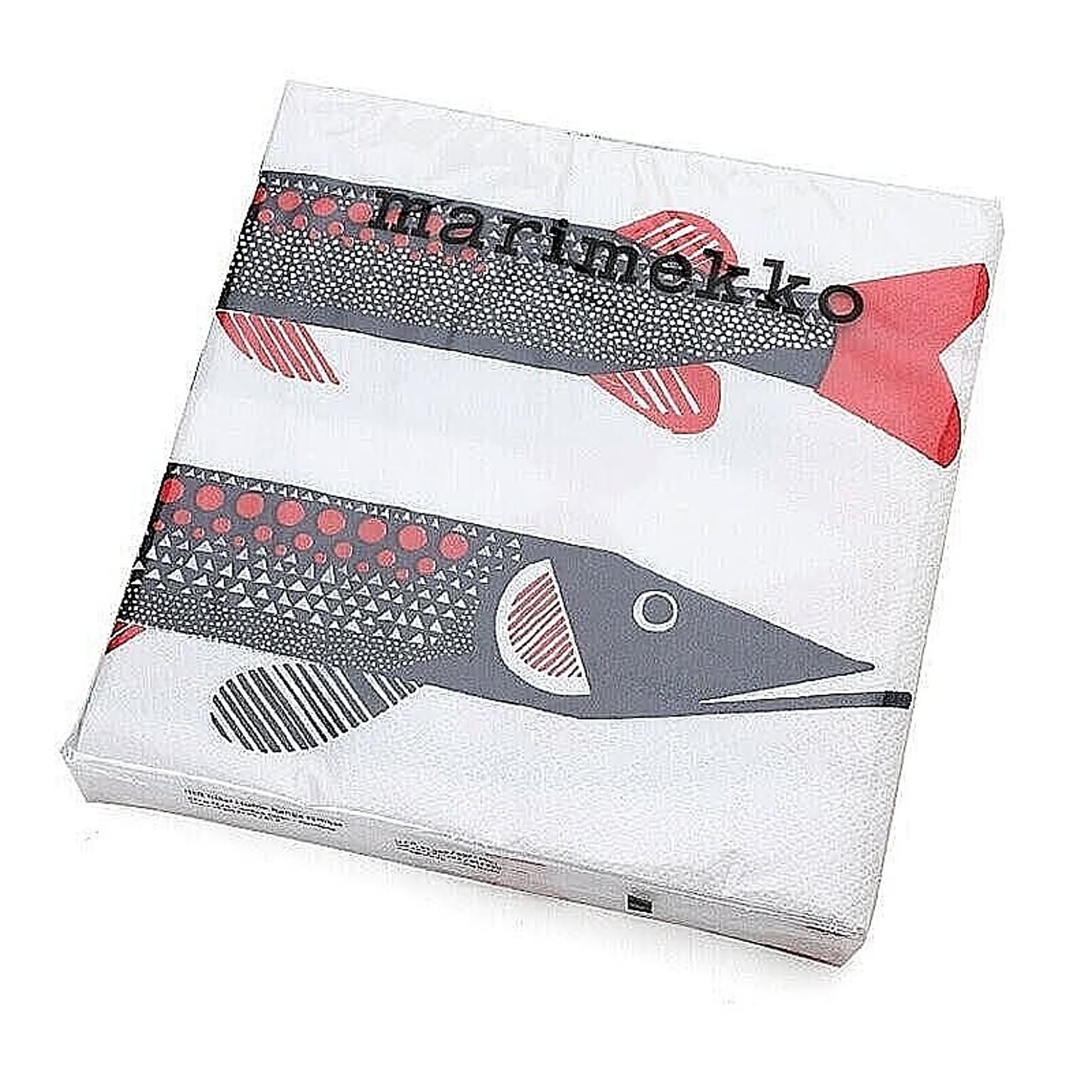 マリメッコ ペーパーナプキン ハウキ ホワイト 33x33cm 20枚入り marimekko HAUKI