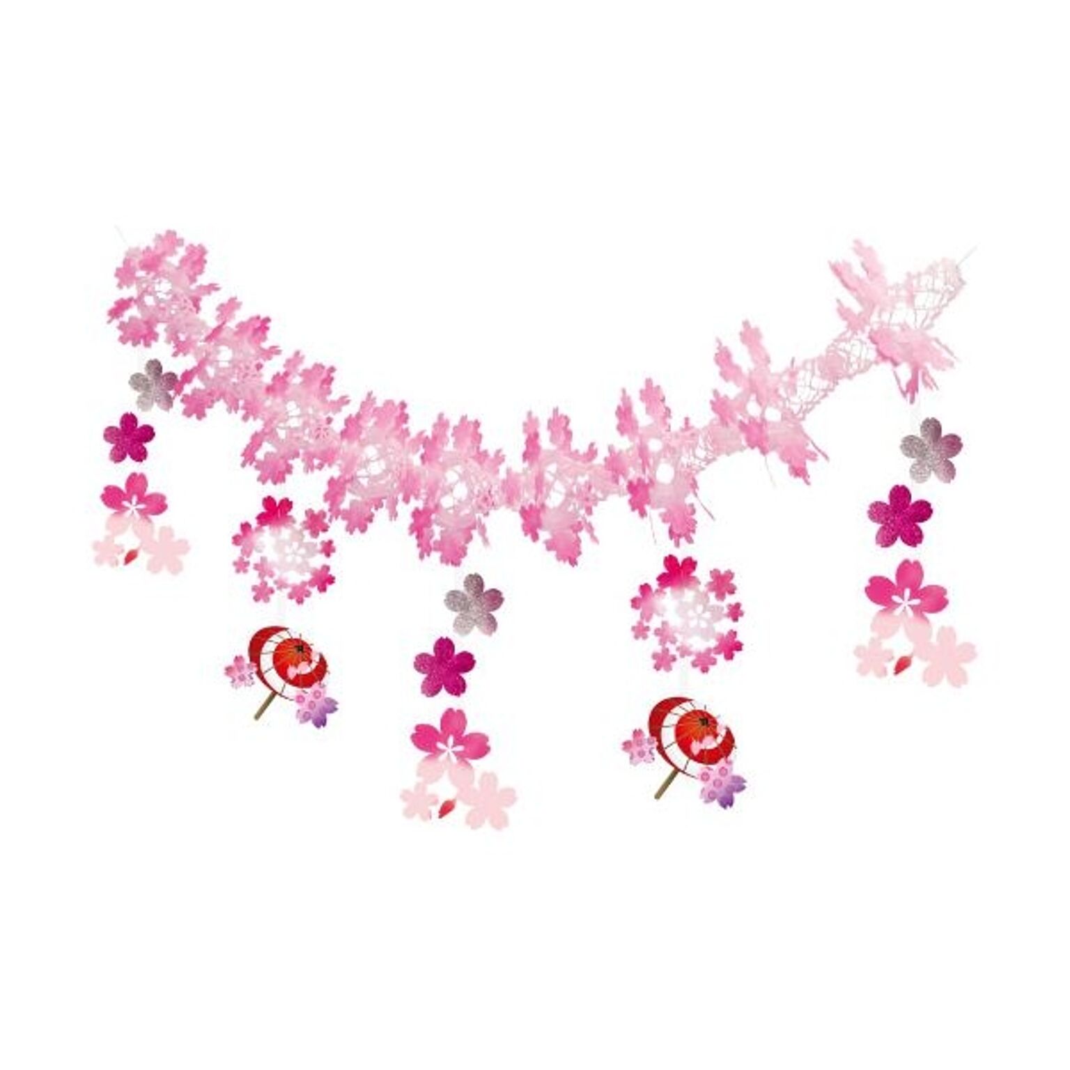 （まとめ） 番傘桜ガーランド 【×2セット】
