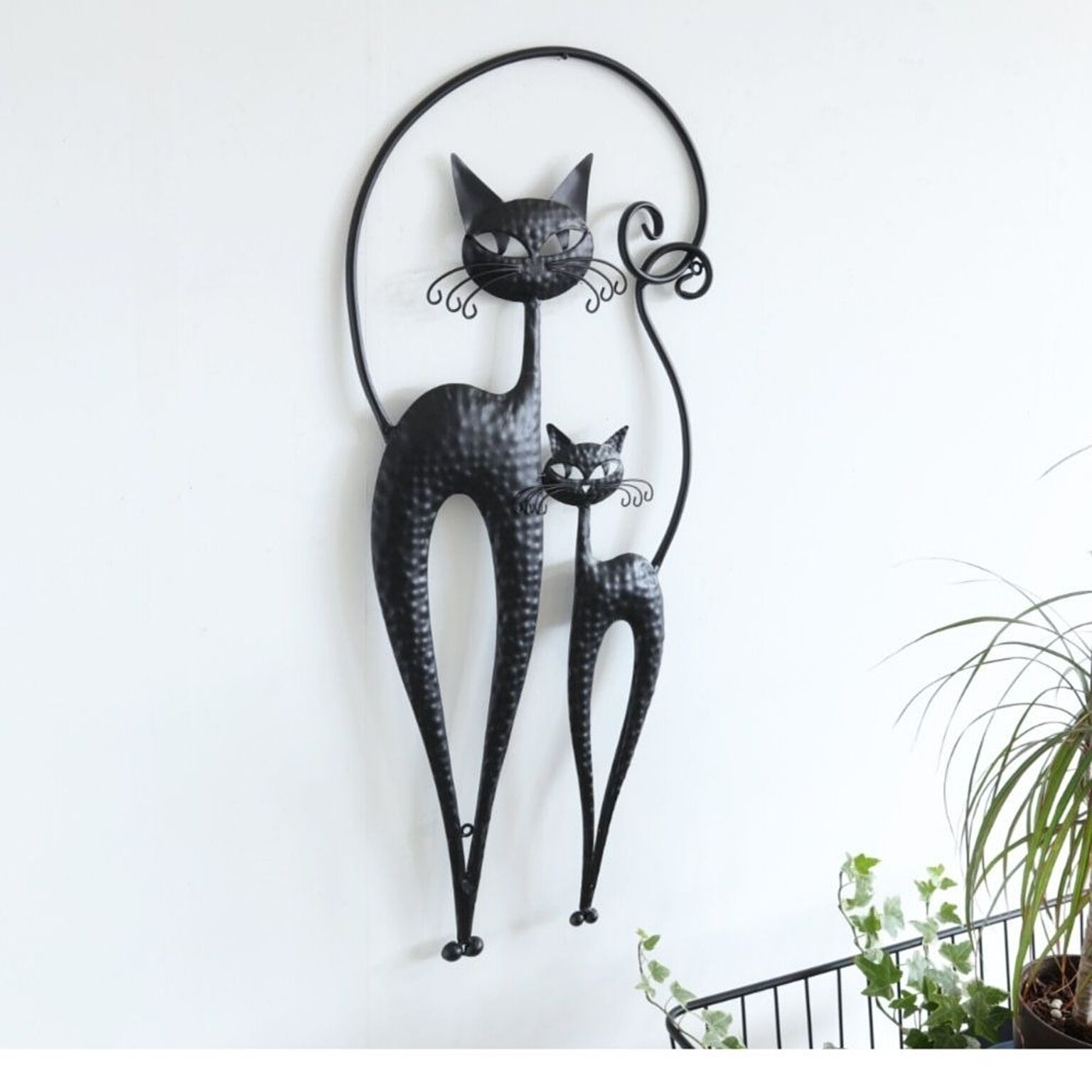 2匹のネコ 壁飾り ブラック アイアン素材 2306IFH004