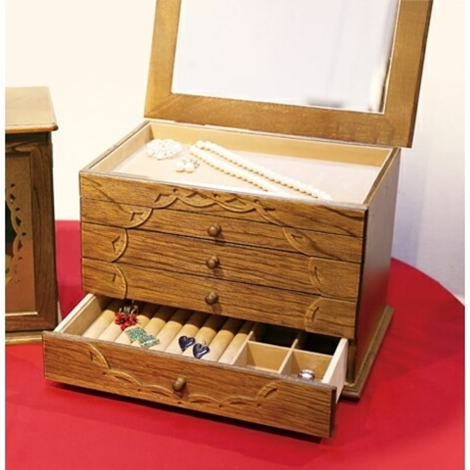 国産　Alice　ジュエリーケース 　アクセサリーケース　ジュエリーボックス　木製　日本製