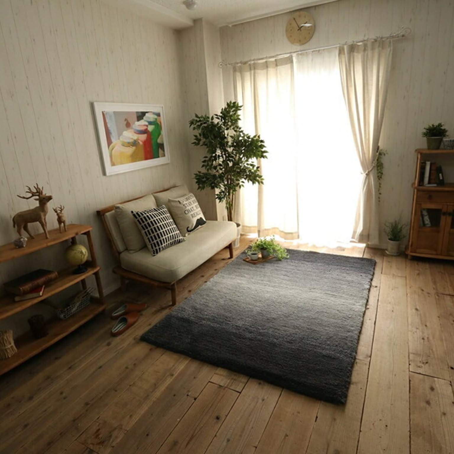 グレー ラグ マット 絨毯 きめ細かいグラデーションのふかふか癒しラグ 約190x190cm ギャベ インド おしゃれ マイクロファイバー シャギーラグ ホットカーペット対応 床暖房 じゅうたん 