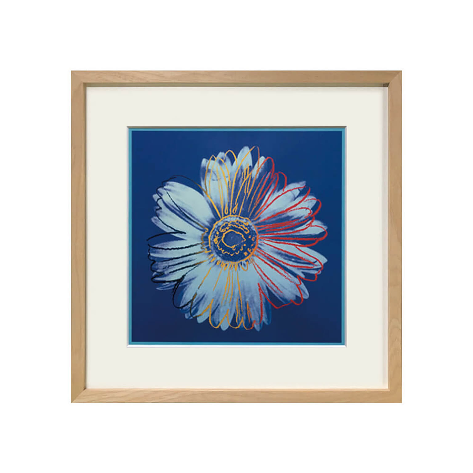 Andy Warhol（アンディ ウォーホル） Daisy c.1982(blue on blue) アートポスター（フレーム付き）  m12694