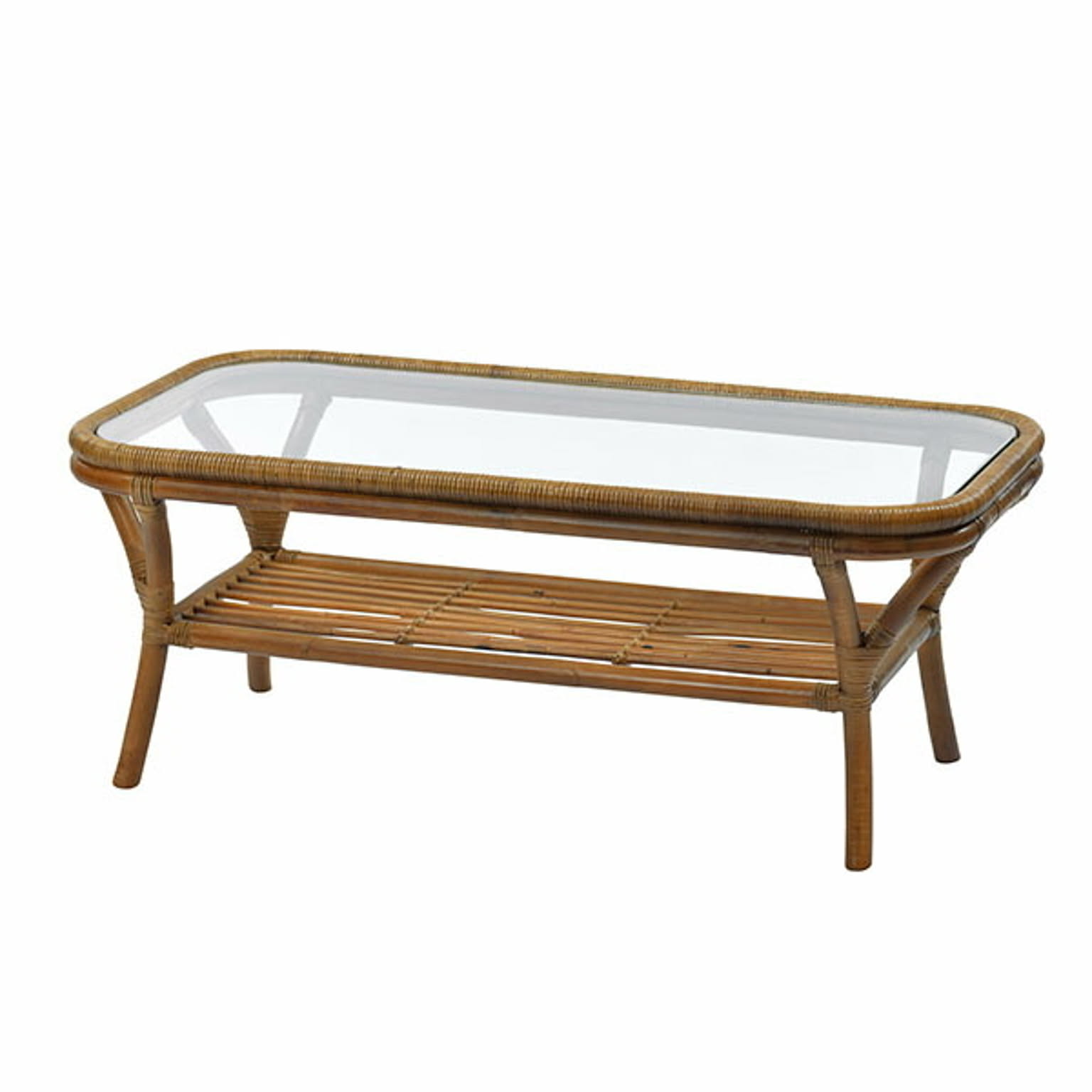 センターテーブル ガラス天板 幅100cm 奥行50cm 高さ40cm T1271GY ラック付 ラタン ヨーロッパリゾート 完成品 快適 涼しい アジアンテイスト キムラ