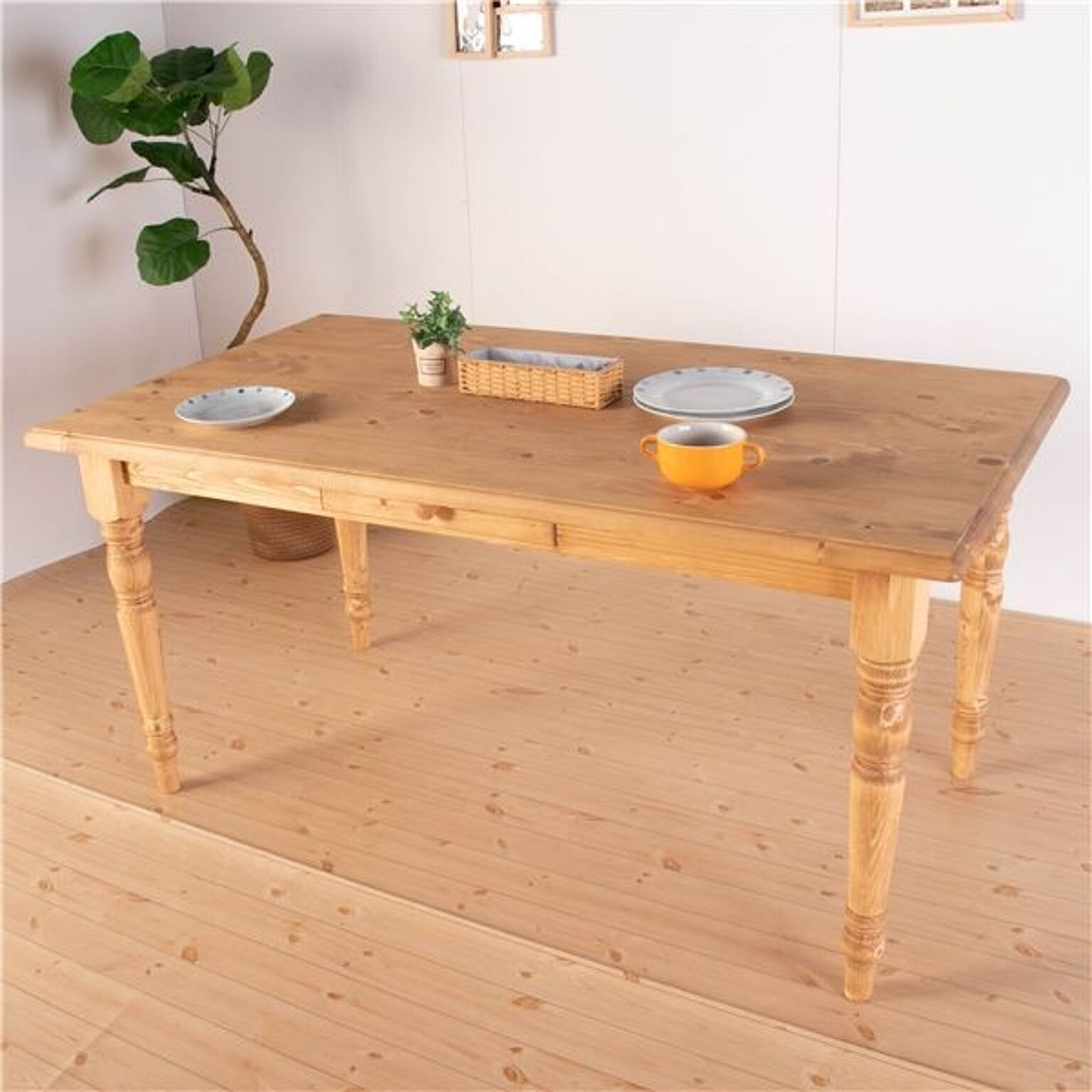 木製ダイニングテーブル 150×85×72cm ナチュラルブラウン 組立品