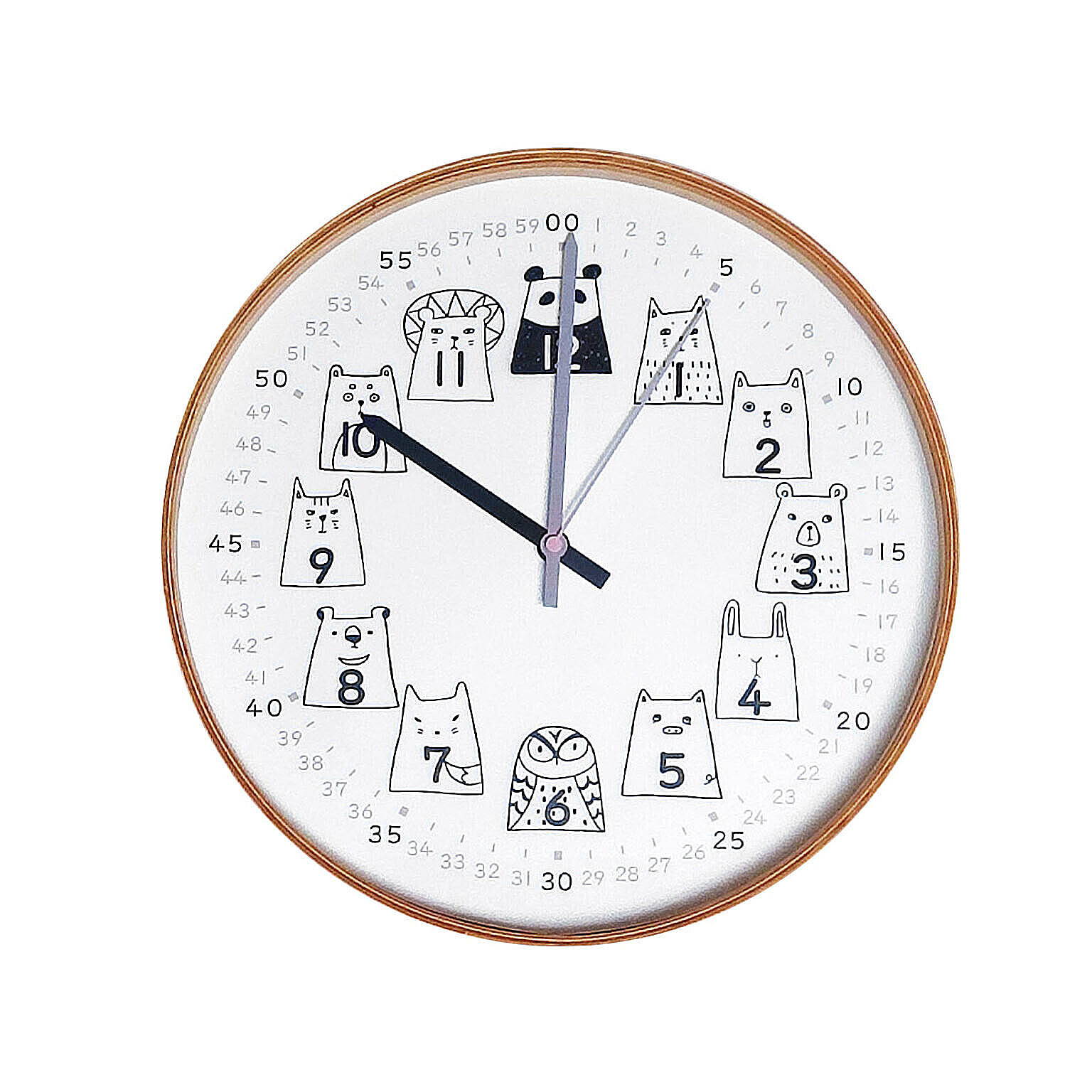 時計 掛け時計 知育時計 北欧 国産 日本製 かわいい 動物 アニマル Puddings clock プディングスクロック 動物 イラスト 木製 おしゃれ 子供 子供部屋 ナチュラル 猫 犬 時計 読