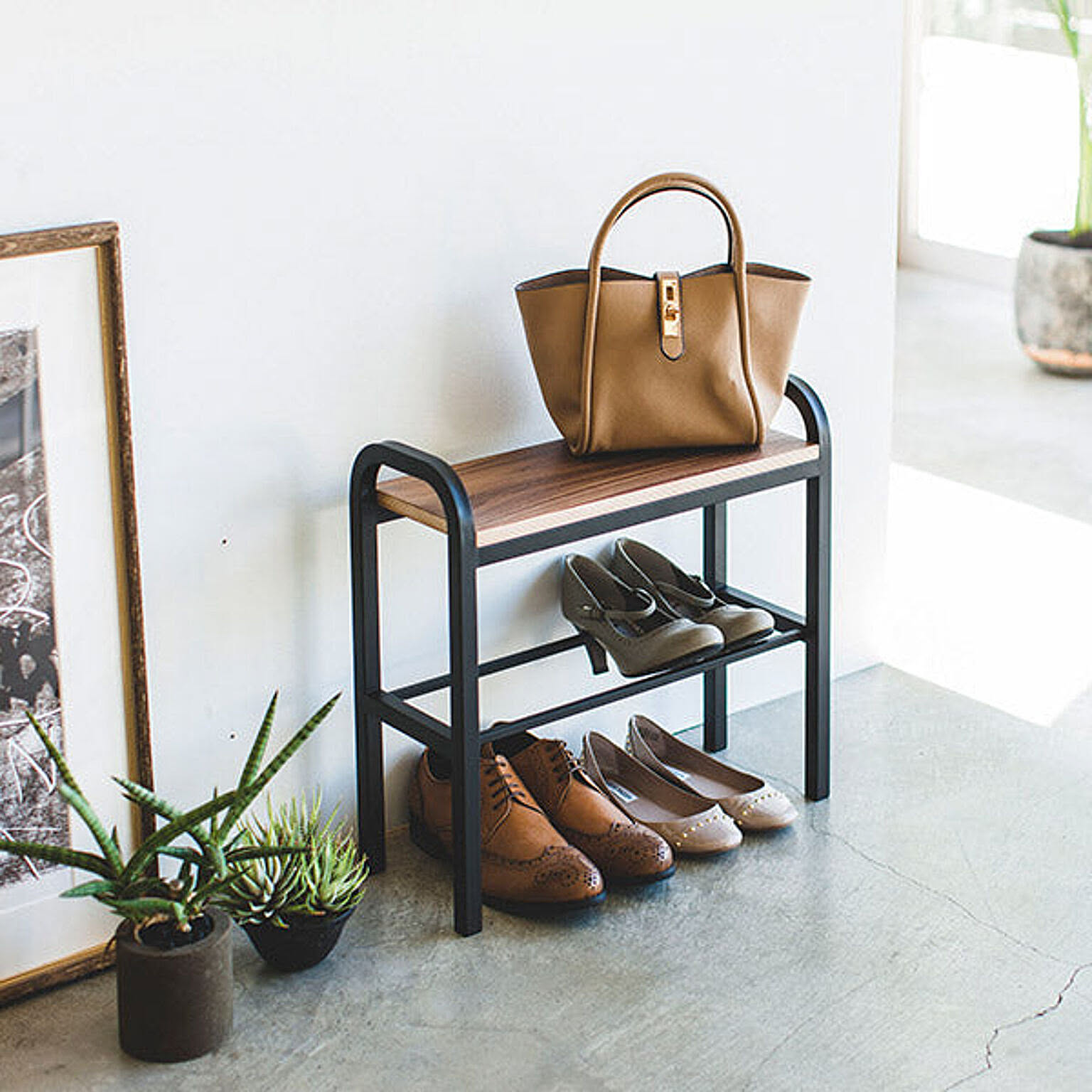 山崎実業 / tower 立ちやすいベンチシューズラック