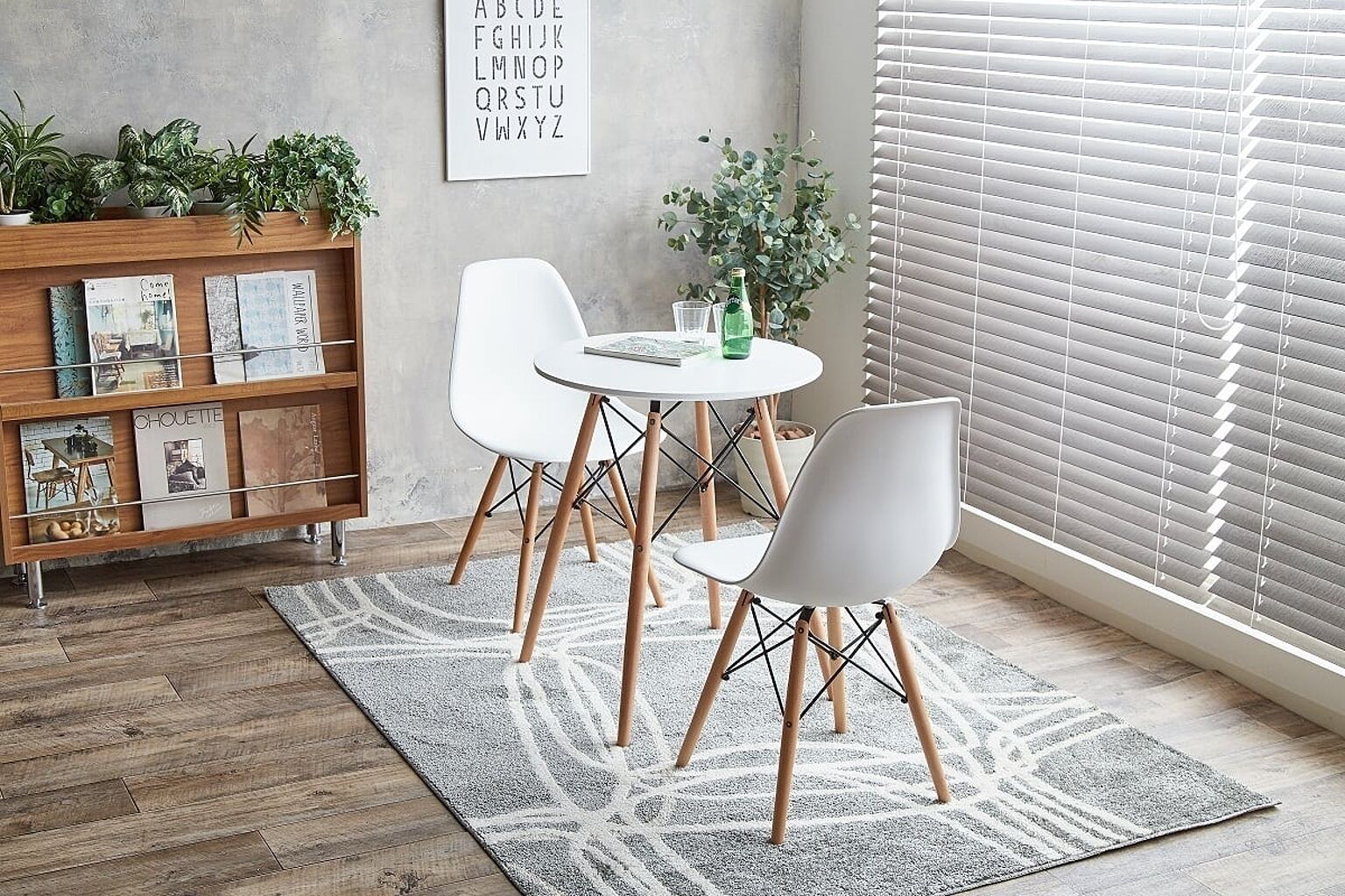 北欧デザイン テーブル+イス 3点セット （ホワイト）ホワイト家具