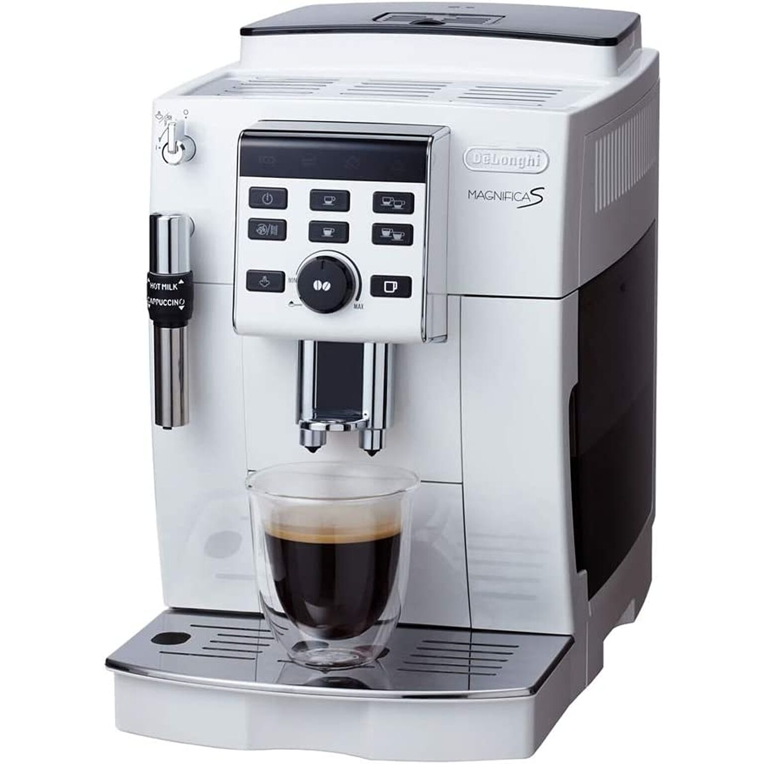 【セミスタンダードモデル】デロンギ(DeLonghi)コンパクト全自動コーヒーメーカー 1.8L ホワイト マグニフィカS ミルク泡立て手動 ECAM23120WN