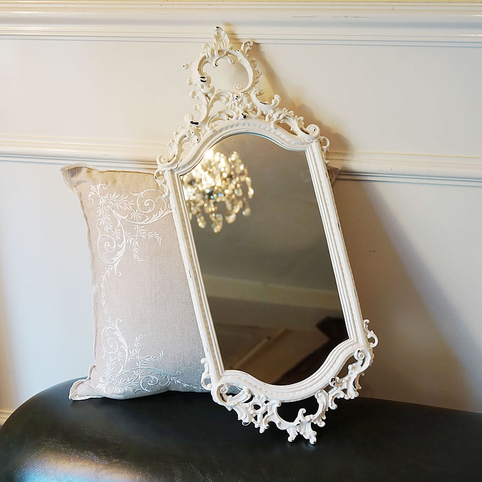 鏡 壁掛け イタリアスタイル クラシック風 壁掛けミラー 白 - 通販 