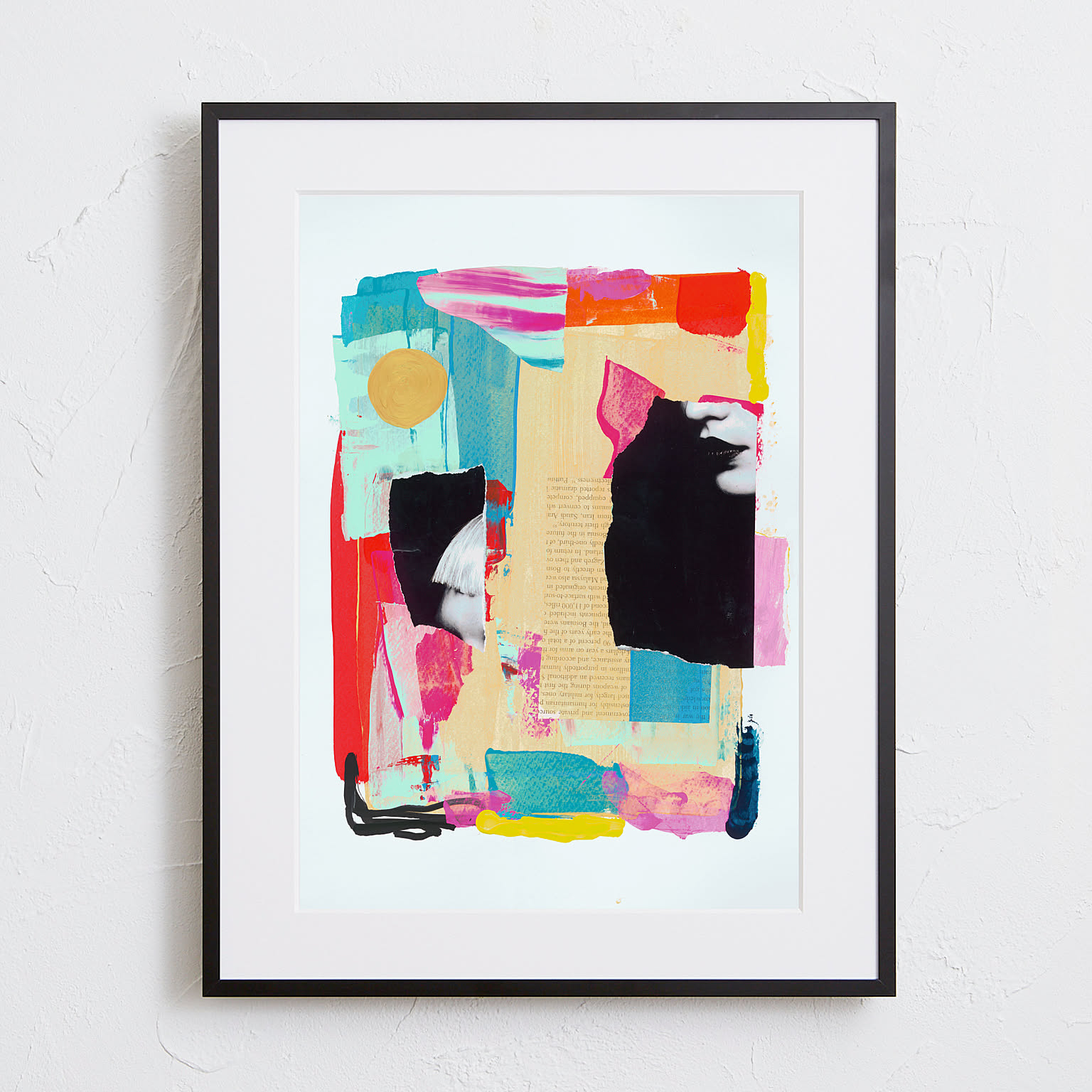 【希少！！】 Art Fancy 抽象画 現代アート 英字 おしゃれコラージュ 絵画