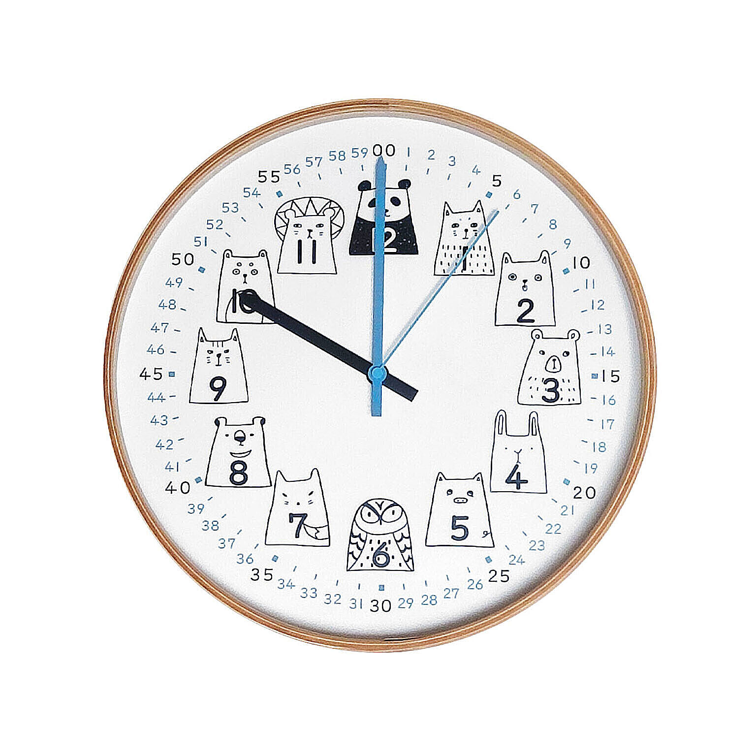 時計 掛け時計 知育時計 北欧 国産 日本製 かわいい 動物 アニマル Puddings clock プディングスクロック 動物 イラスト 木製 おしゃれ 子供 子供部屋 ナチュラル 猫 犬 時計 読