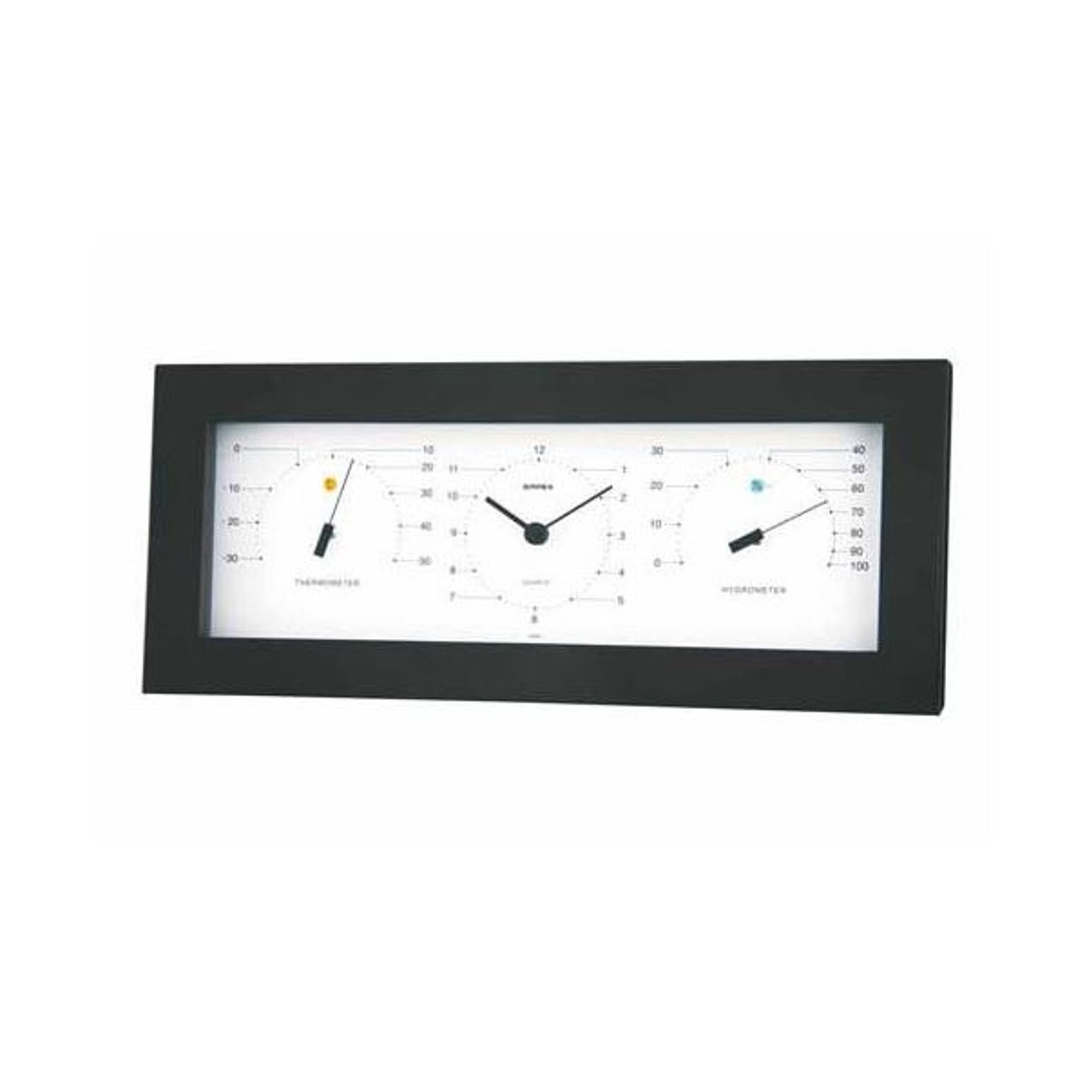 (まとめ)EMPEX置き掛け兼用 MONO 温度計・時計・湿度計 MN-4841 ホワイト×2セット