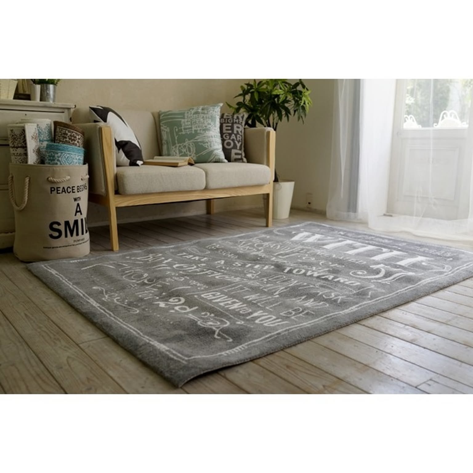 ヴィンテージ風 ラグマット/絨毯 【190cm×190ｃｍ グレー】 正方形 マイクロファイバー 『ノイル』 〔リビング〕【代引不可】