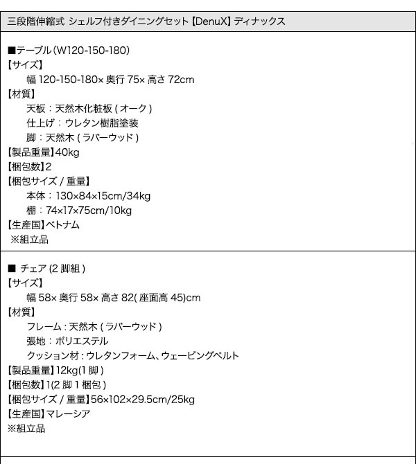 ダイニングテーブルセット