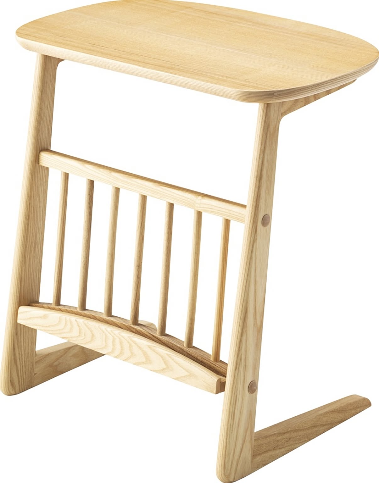 ヘンリー ワイドサイドテーブル W55×D39×H55 ナチュラル サイドテーブル コの字型 テーブル ベッドサイドテーブル おしゃれ サイドラック ナイトテーブル マガジンラック付き ナチュラル 