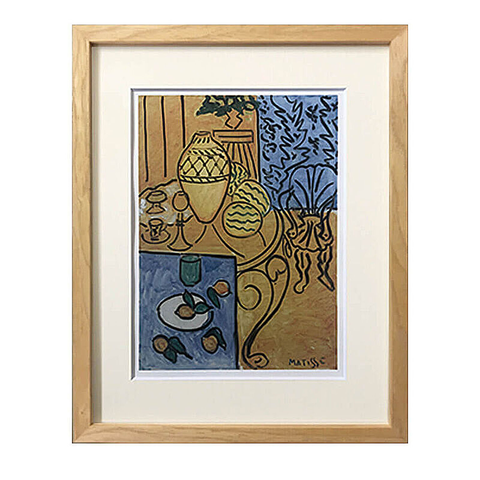 Henri Matisse（アンリ マティス） Interior in Yellow and Blue 1946 アートポスター（フレーム付き） m11878