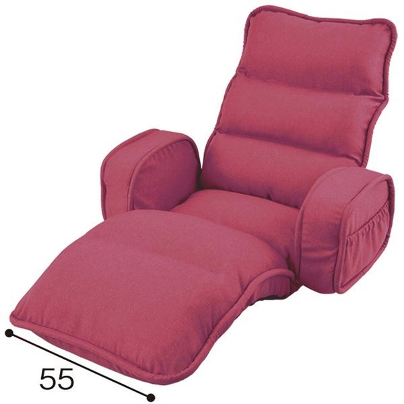 収納簡単 低反発 座椅子/フロアチェア 【ひじ付タイプ ピンク】 約幅74cm 折りたたみ リクライニング スチールパイプ ウレタンフォーム