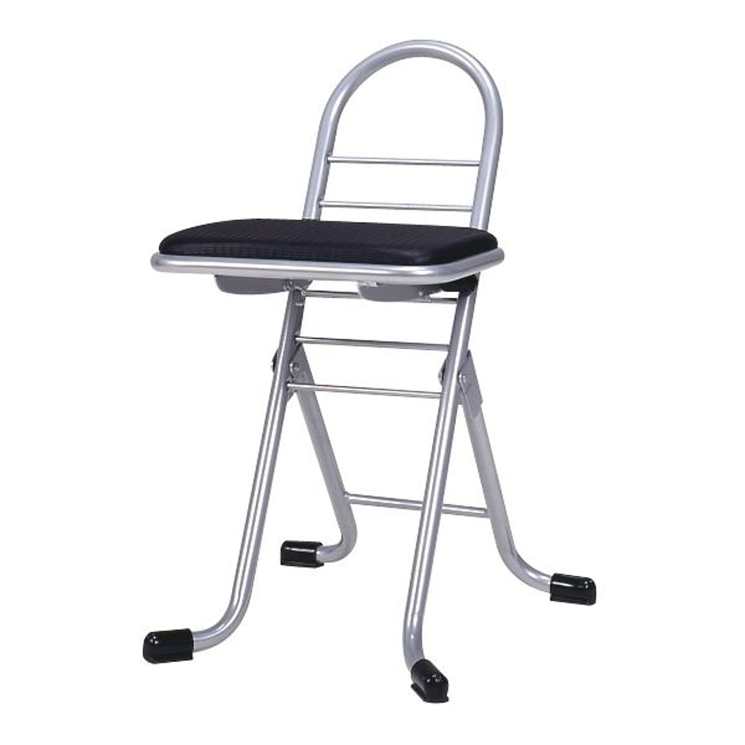 シンプル 折りたたみ椅子 【ブラック×シルバー】 幅420mm 日本製 スチールパイプ 『プロワークチェア ミニ』【代引不可】