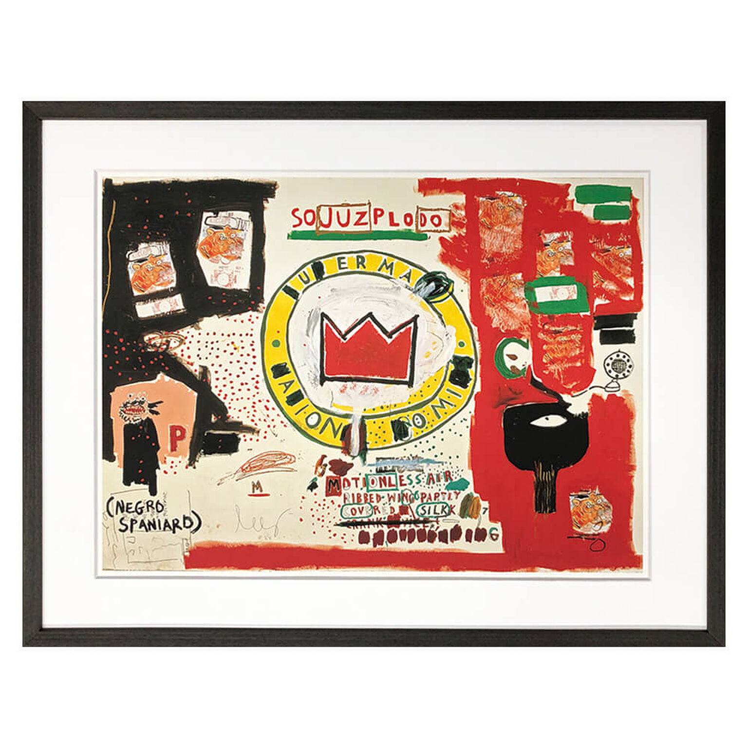 Jean-Michel Basquiat（ジャン ミシェル バスキア） Untitled (Crown) 1988 アートポスター（フレーム付き） m12665