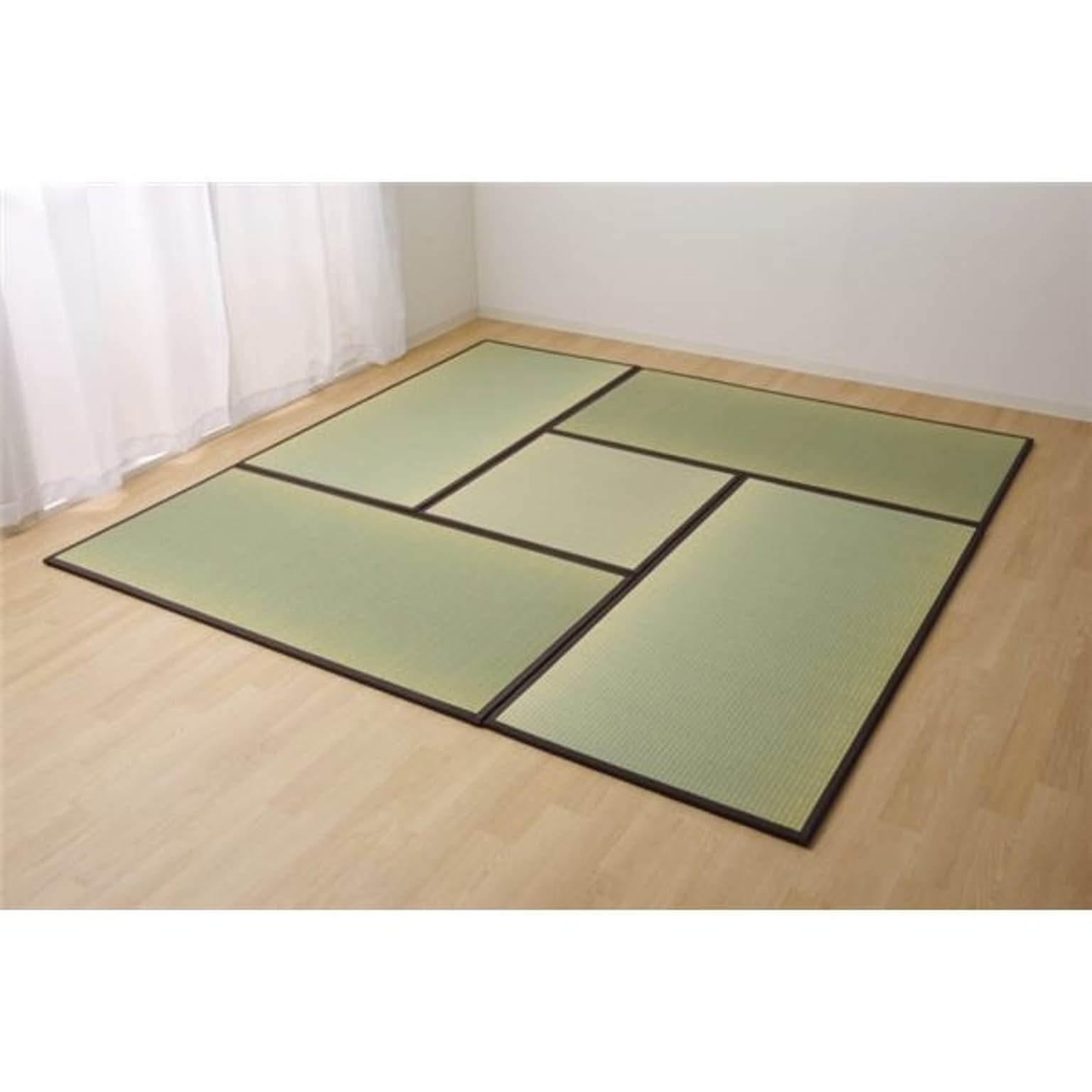 日本製 い草 置き畳/ユニット畳 【ブラウン 4.5畳セット 82×164cm4枚＋82×82cm1枚】 軽量 抗菌 防臭 連結ジョイント付