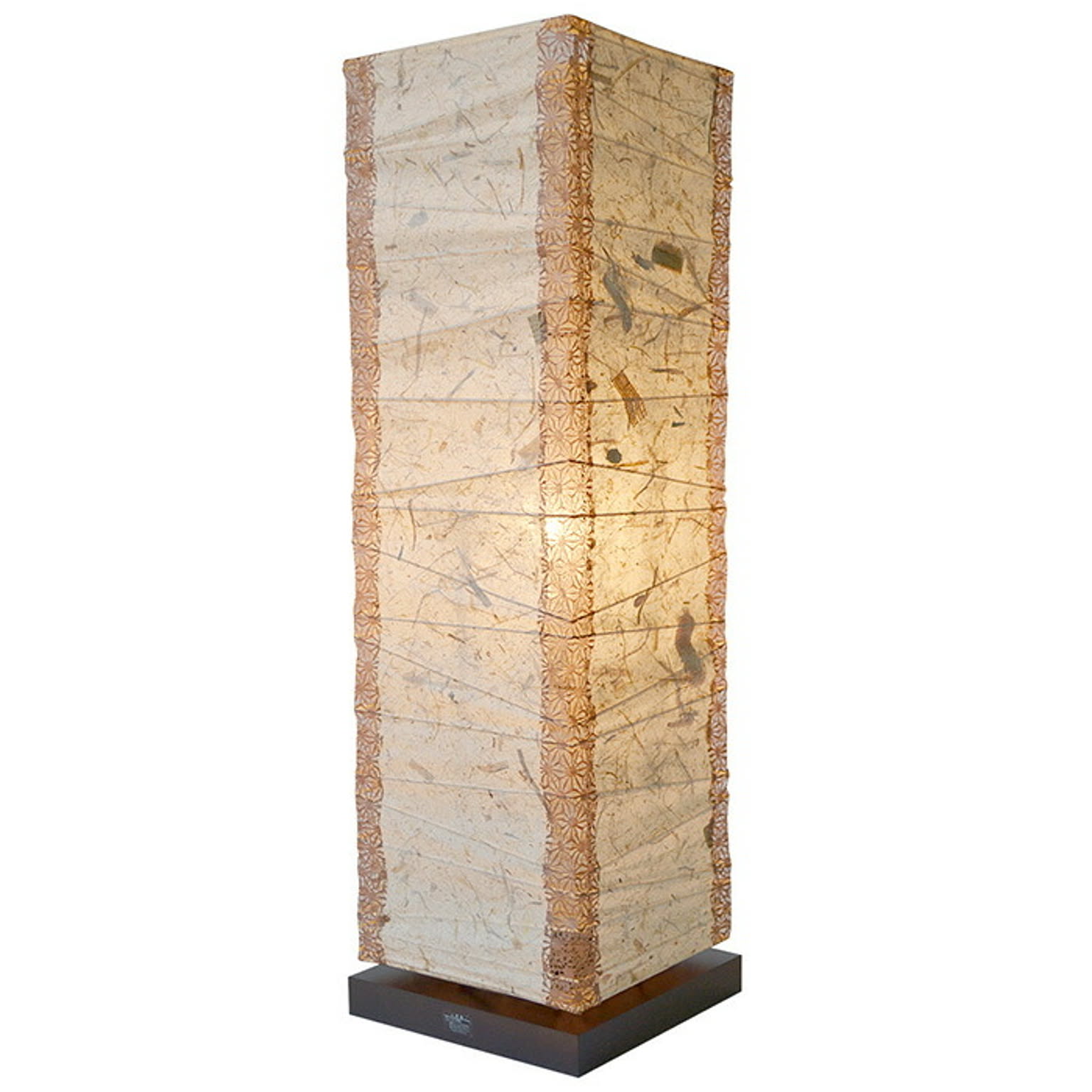 フロアライト 和紙 box バナナ紙×（角）麻葉唐茶 電球付属 幅210x奥行210x高さ700mm 彩光デザイン