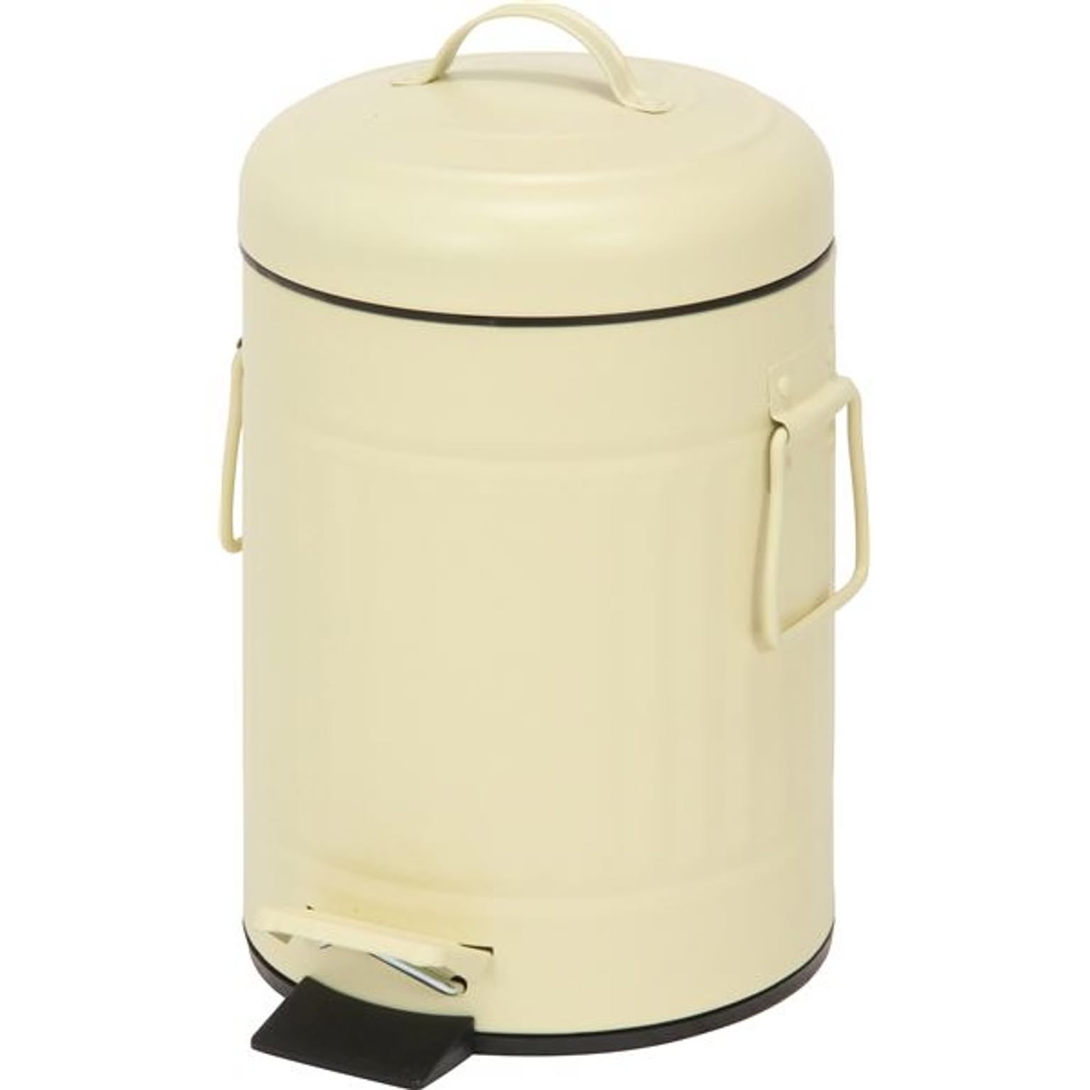 ダストボックス ゴミ箱 3L 幅225mm 円形 アイボリー スチール ふた付 ペダル式 ラウンドペダルペール キッチン 台所【代引不可】