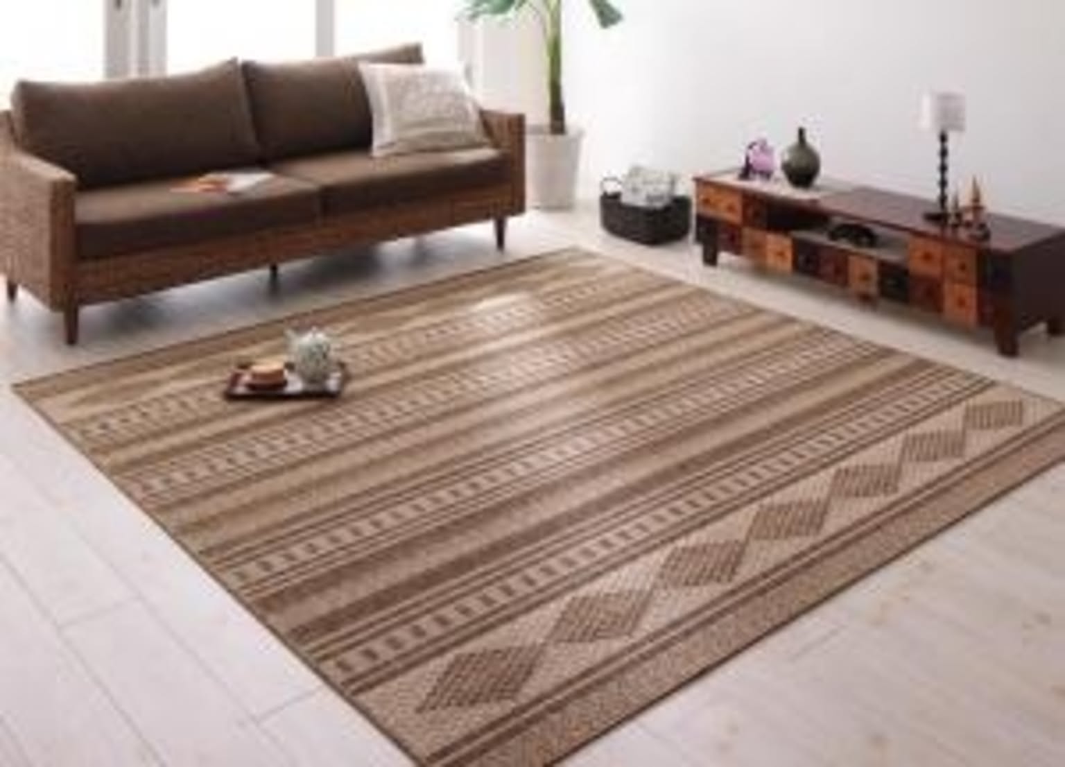 【単品】ベルギー製 アジアンテイスト ウィルトン織ラグ&マット Tran トラン 玄関マット 80×150cm
