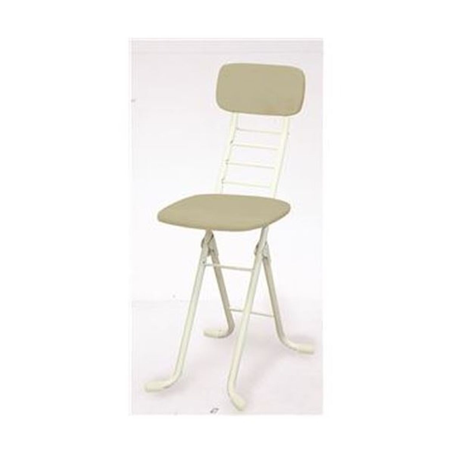 折りたたみ椅子 幅35cm ホワイト×ミルキーホワイト 日本製 高さ6段調節 スチールパイプ 1脚販売 リビング 在宅ワーク