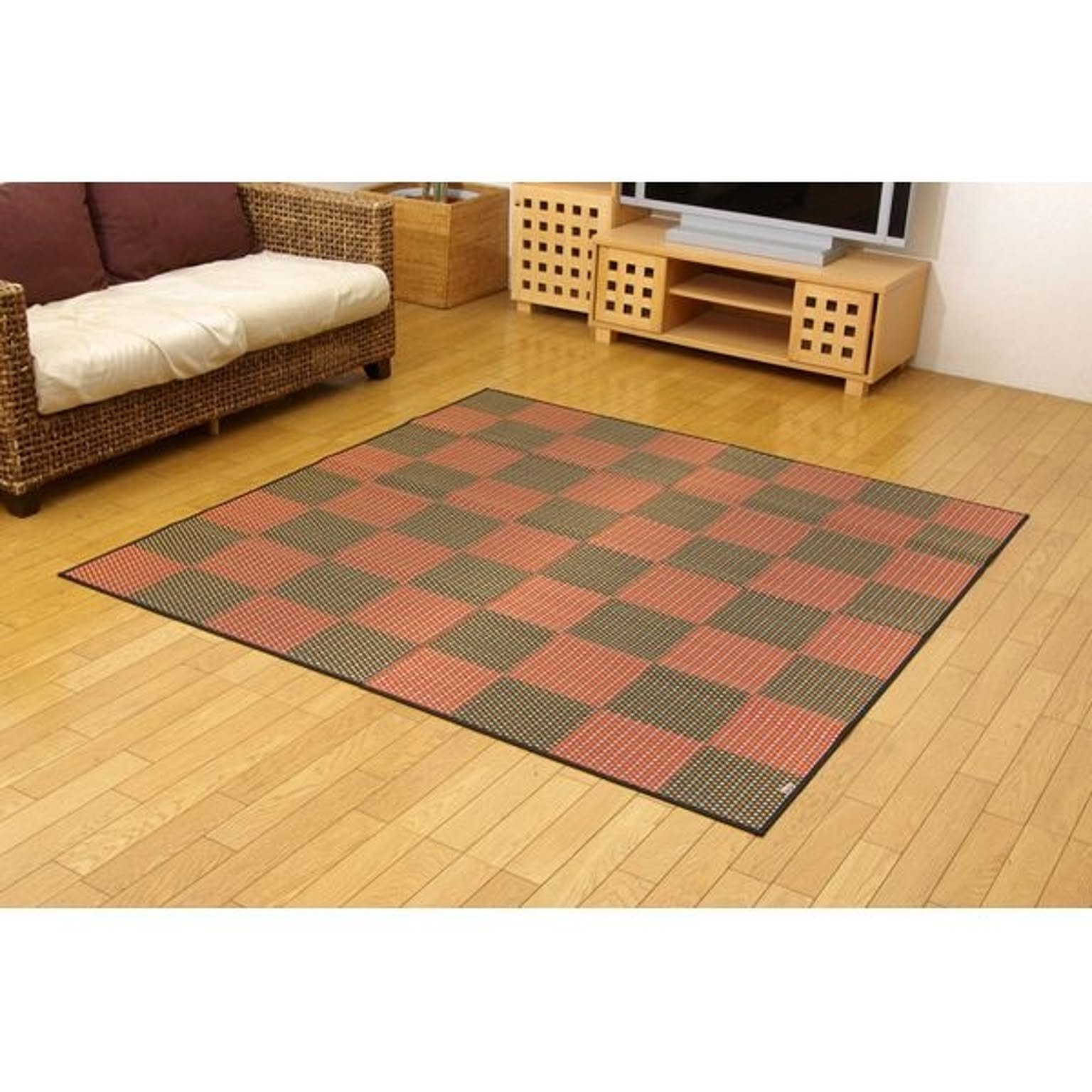 敷物 花ござ 国産 純国産 日本製 い草 モダン 抗菌防臭 自然素材 パッチワーク ベージュ 江戸間2畳 約174×174cm イケヒコ イケヒコ・コーポレーション 1080040020102 敷物 花ござ 国産 純国産