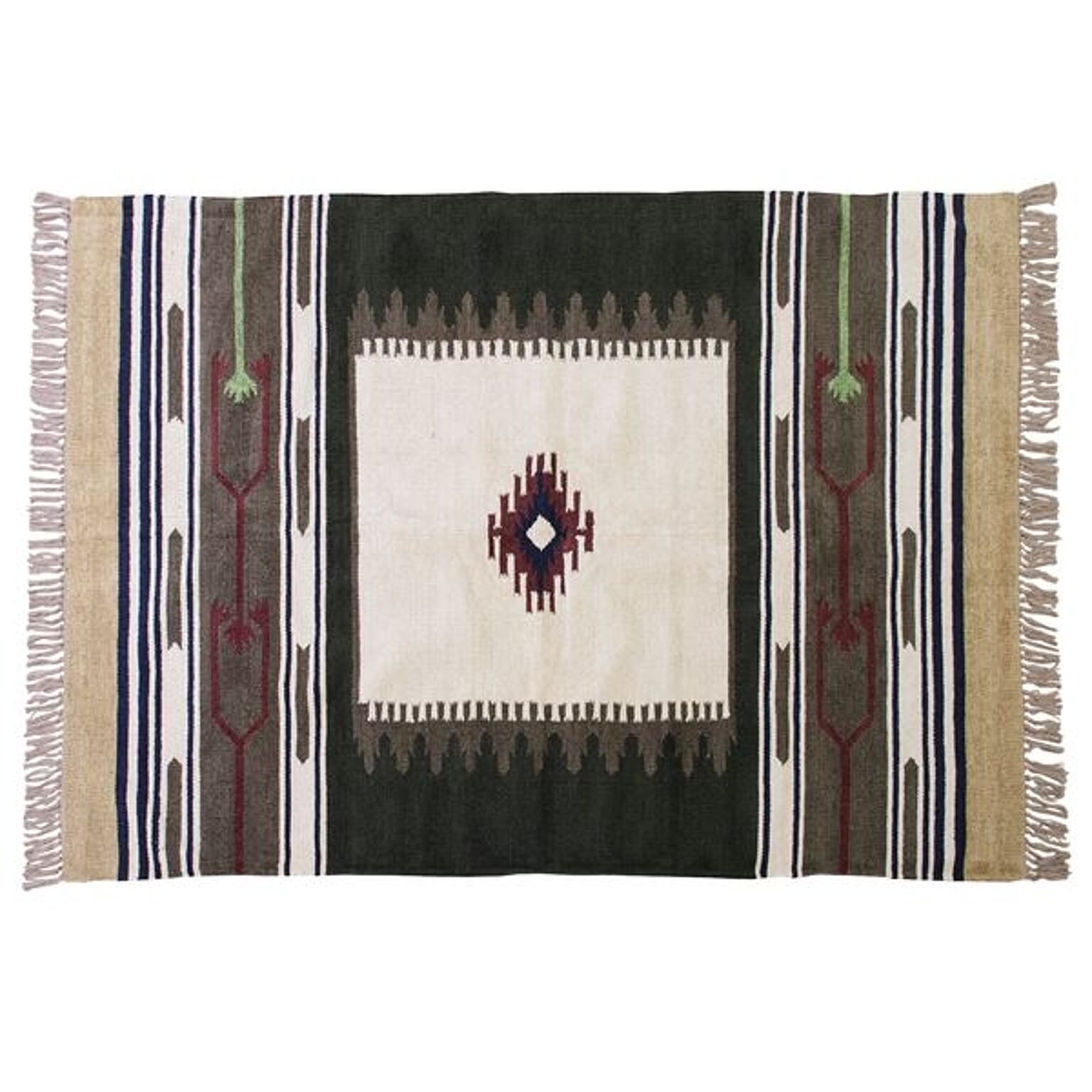 ラグマット 絨毯 190×130cm TTR-106A 長方形 インド製 綿 コットン キリム リビング ダイニング ベッドルーム 寝室 居間