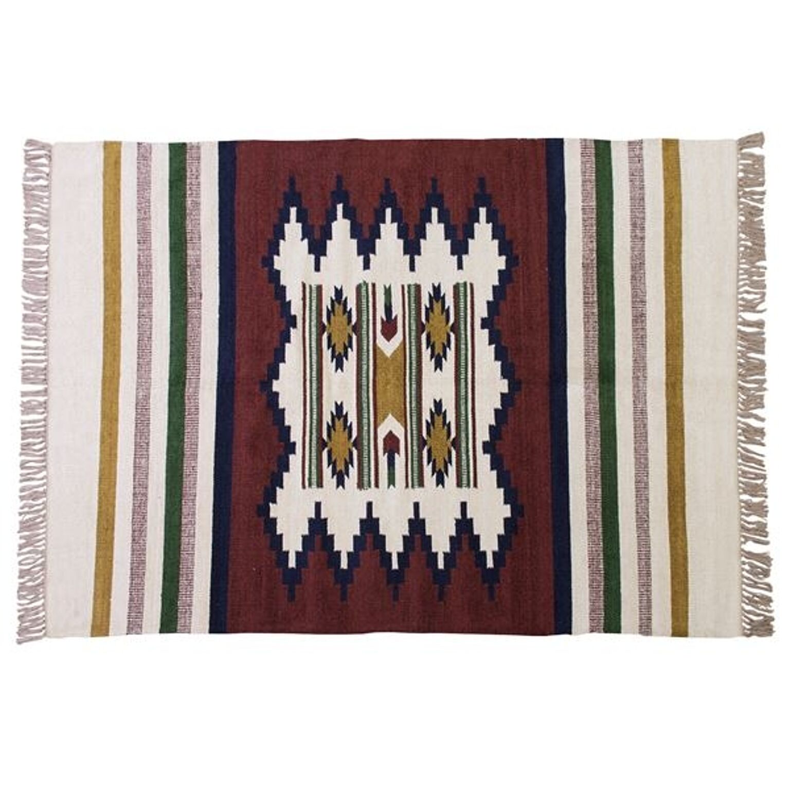 ラグマット 絨毯 190×130cm TTR-106C 長方形 インド製 綿 コットン キリム リビング ダイニング ベッドルーム 寝室 居間
