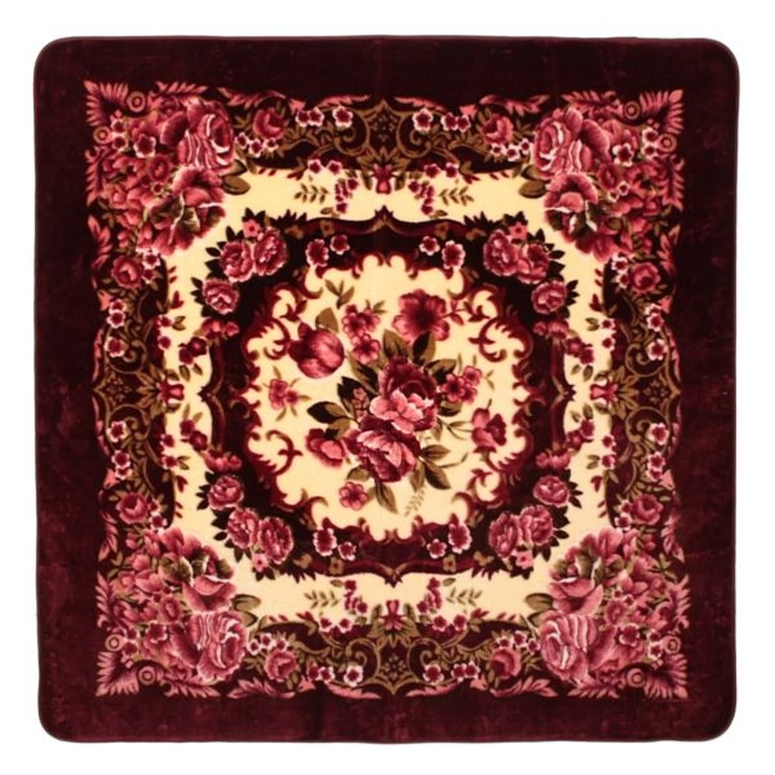 花柄 ラグマット/絨毯 【230cm×330cm ワインレッド】 長方形 ホットカーペット 床暖房対応 『リオ3』【代引不可】