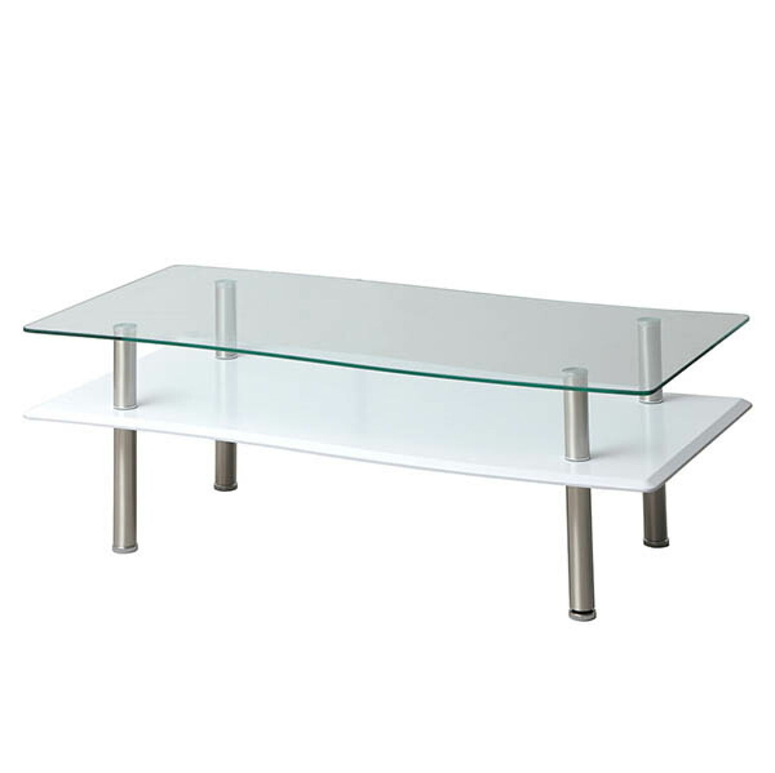 あずま工芸 ブリーズ 強化ガラス天板 リビングテーブル 幅110×高さ41 ホワイト GLT2321