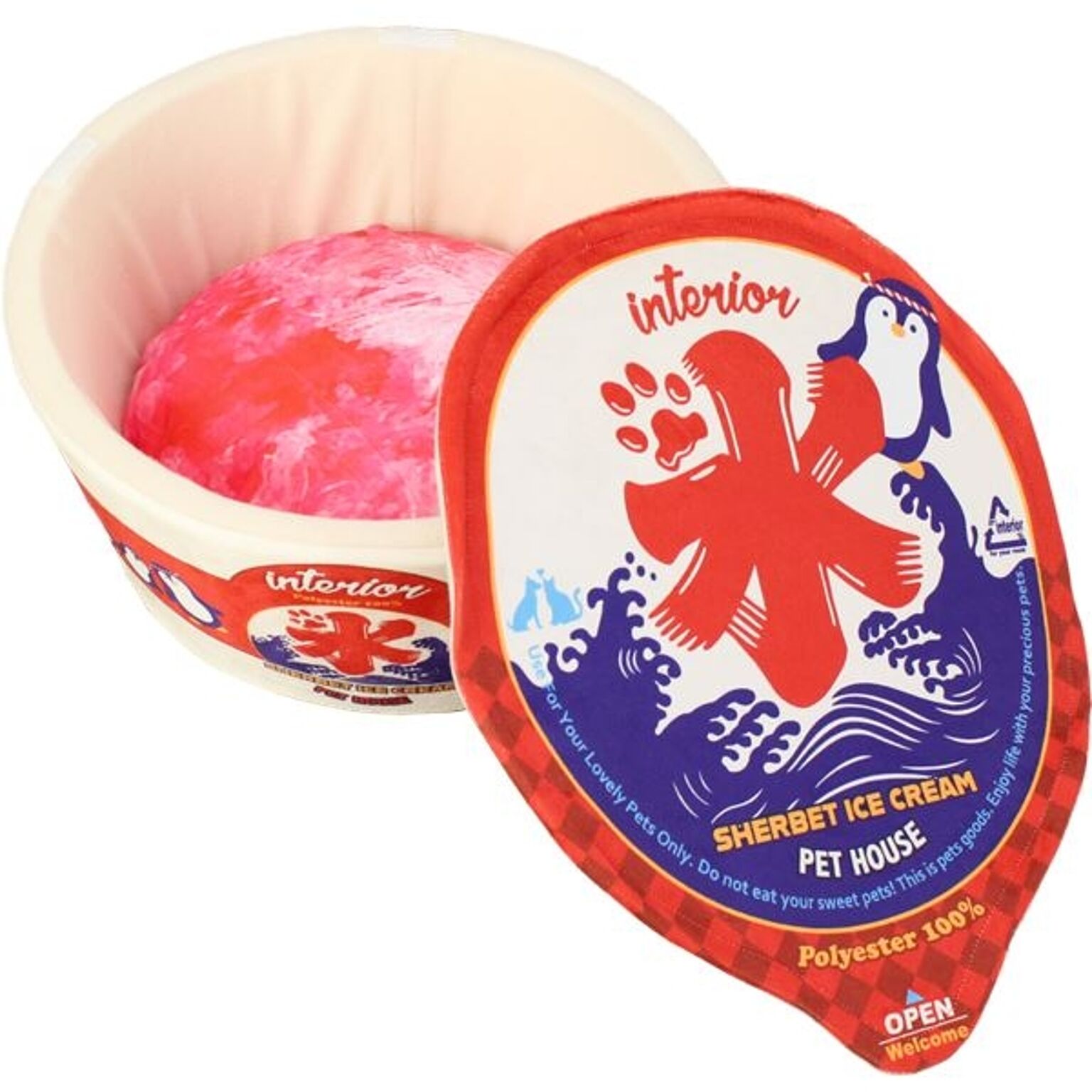 ペットハウス ペットベッド 約幅48cm アイスな かき氷 マジックテープ式ふた付き ウレタン お手入れ簡単 犬 猫