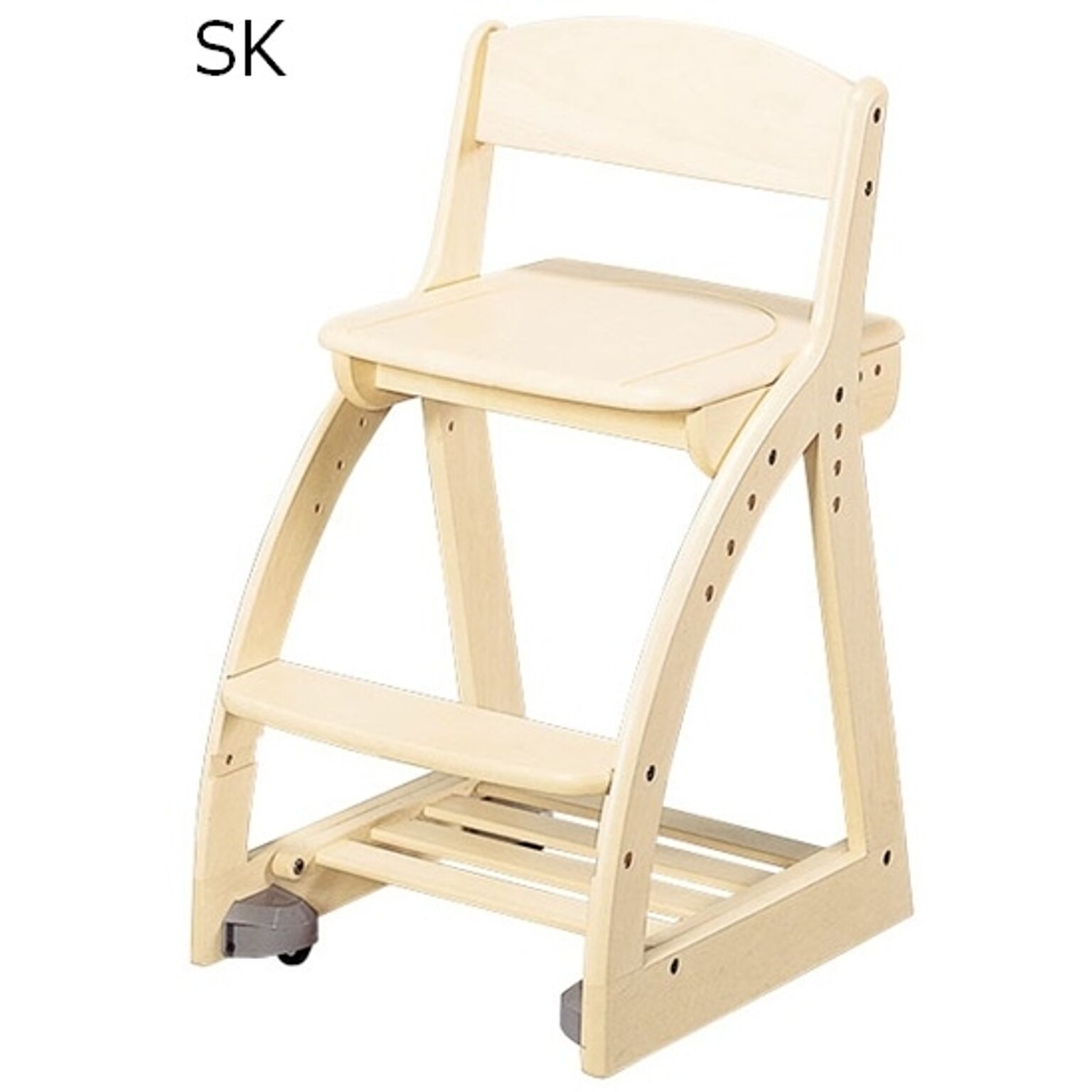 4ステップチェア 板座 幅41.3 奥行49.5 高さ74.5 カラー5色 組立式 座面高さ調節 キャスター付 ラバーウッド材 デスクチェア 木製 椅子 学習イス KOIZUMI コイズミ 