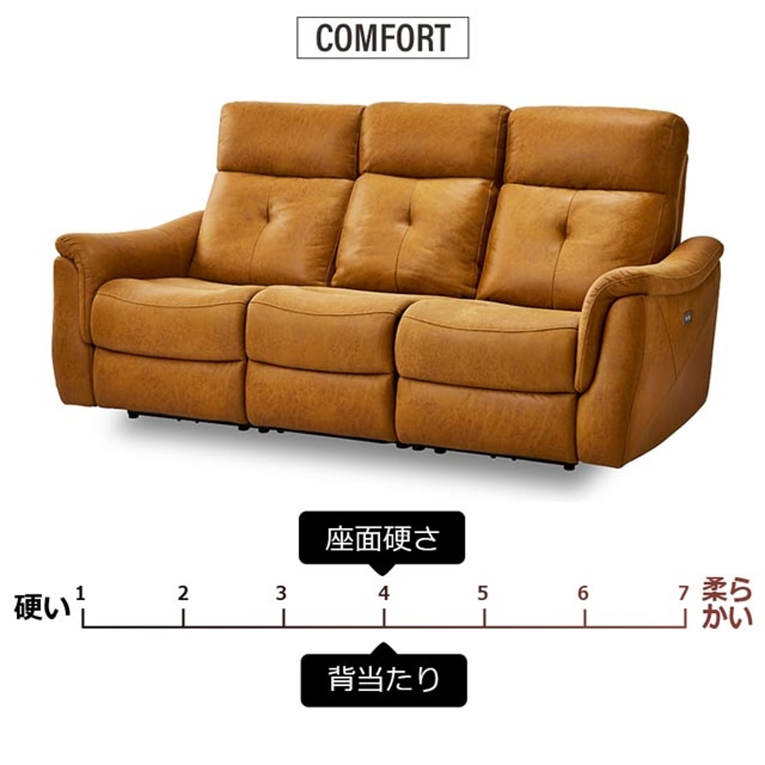 関家具 メロディ電動リクライニングソファ 3人掛け 幅190cm レザー