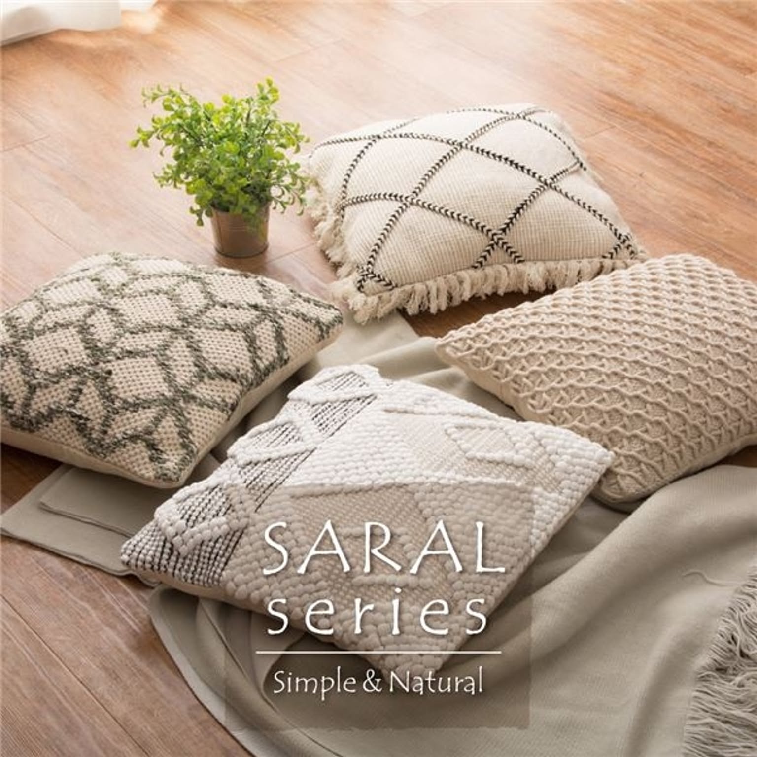 インド綿 背当て クッション 【サラ 約45×45cm】 ウール 綿 SARAL 〔リビング ダイニング ソファー〕【代引不可】