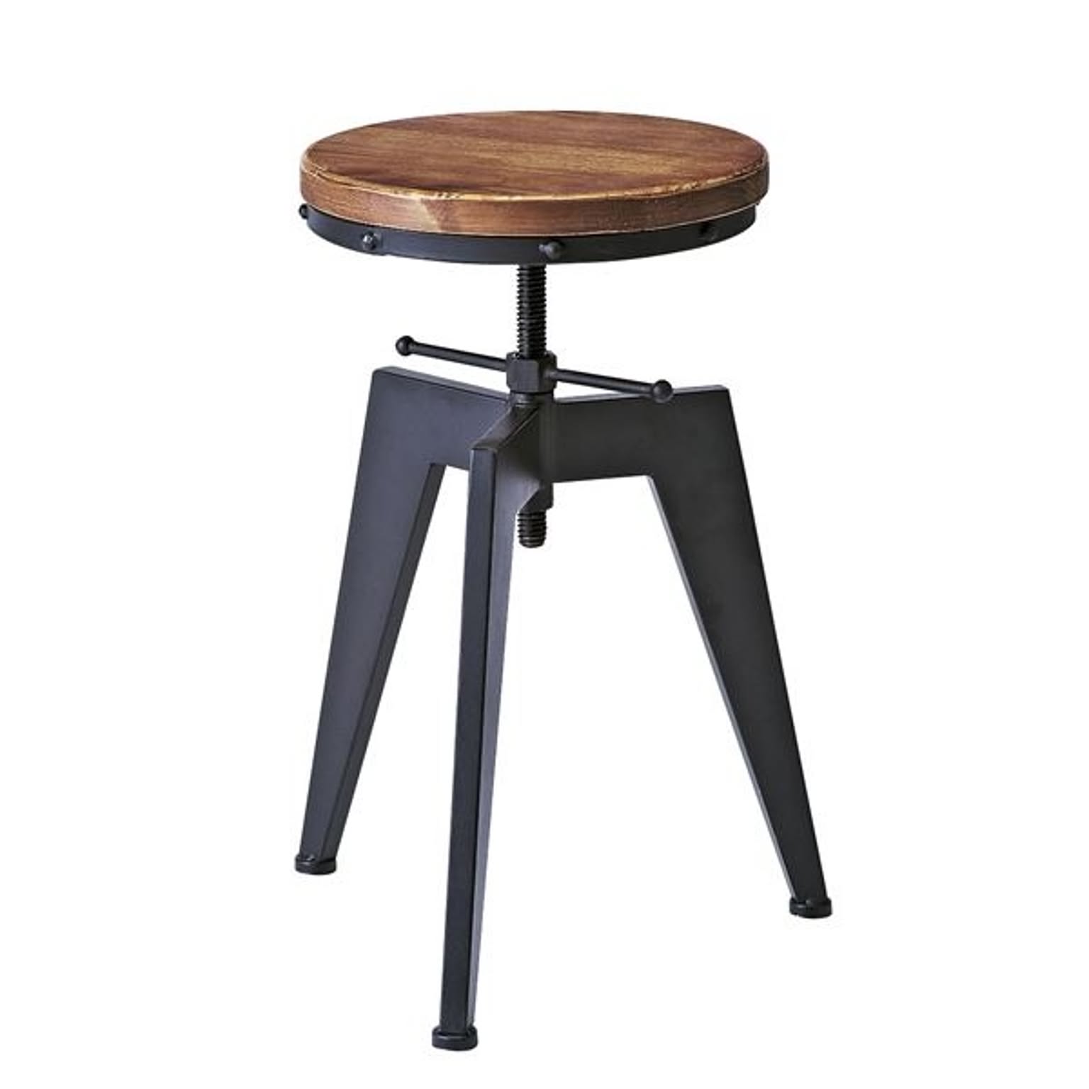 シンプル バーチェア/カウンターチェア 【座面回転昇降式】 高さ49〜65cm 天然木・スチール 『インダストリアルシリーズ』【代引不可】