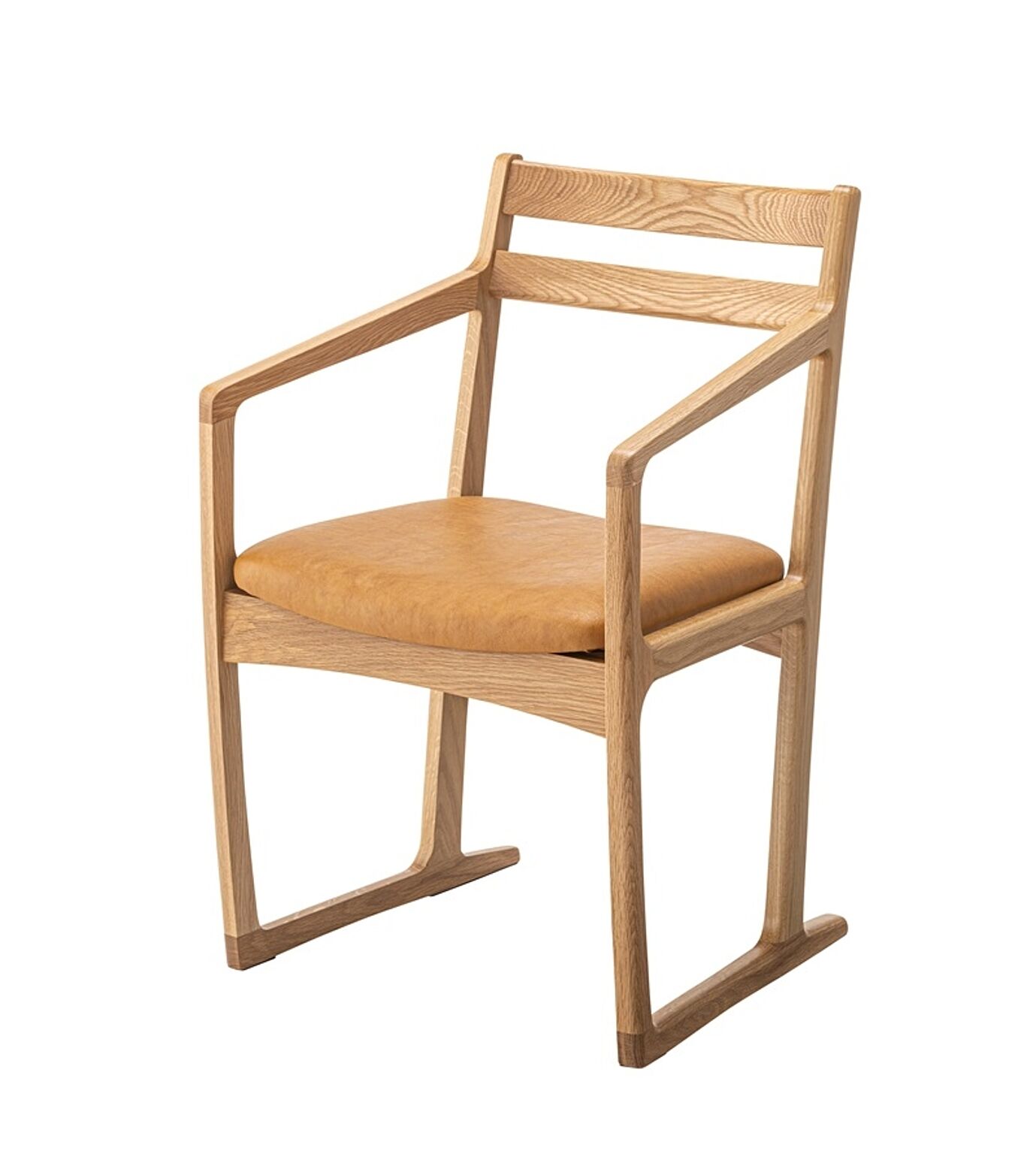 アームチェア W51×D52×H78×SH43 ナチュラル チェア ダイニングチェア 椅子 アームチェア 肘付き ソリ脚 天然木 国産 日本製 曲線美 木製 ナチュラル シンプル おしゃれ