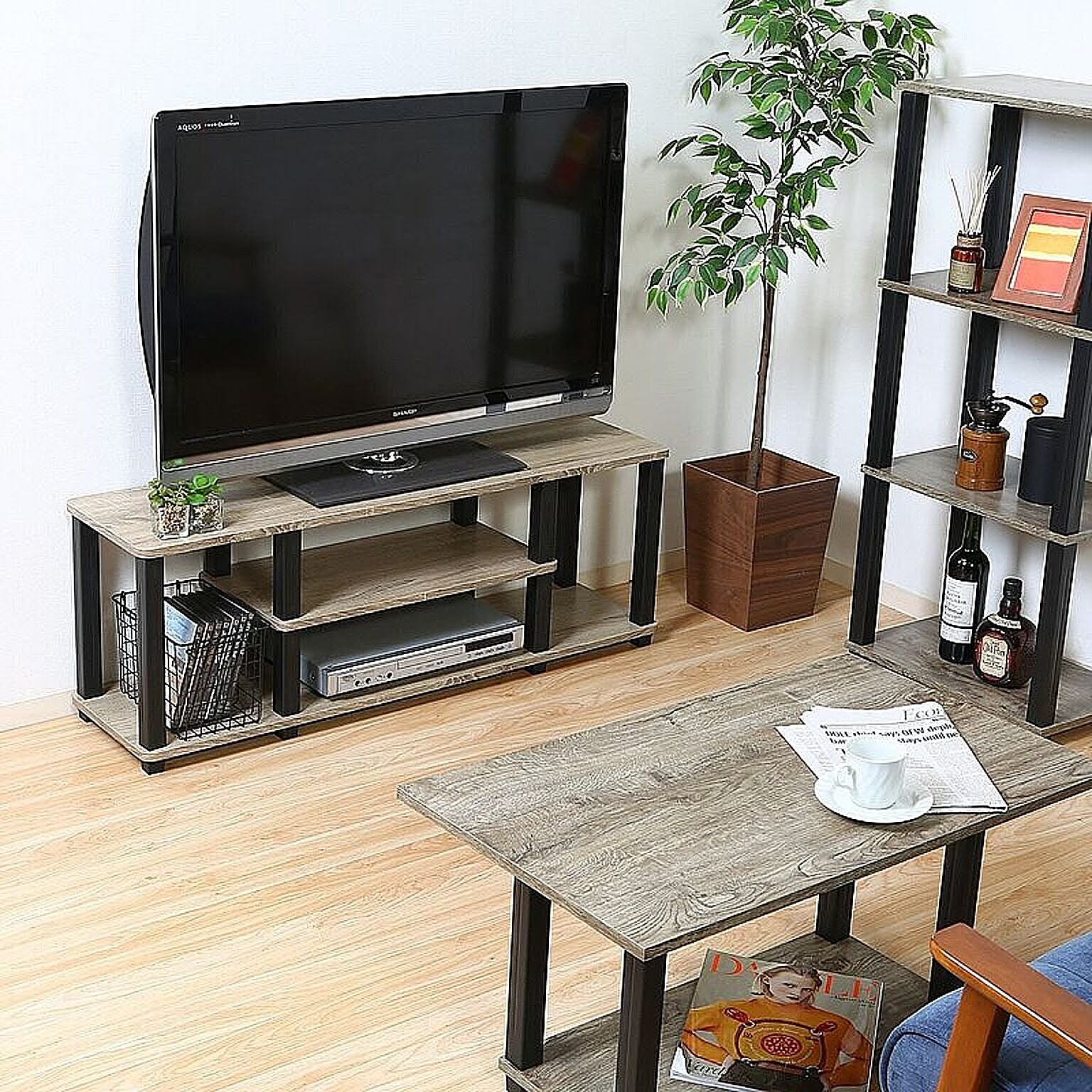 不二貿易 フィット TVラック W110 ブラウン×ブラック - 通販 | 家具と