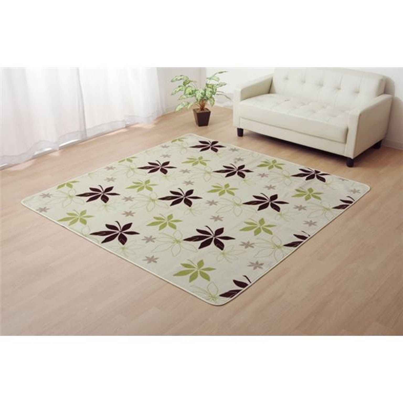 ラグ カーペット 1.5畳 洗える 抗菌 防臭 無地 『WSプランタ』 グリーン 約130×185cm （ホットカーペット対応）