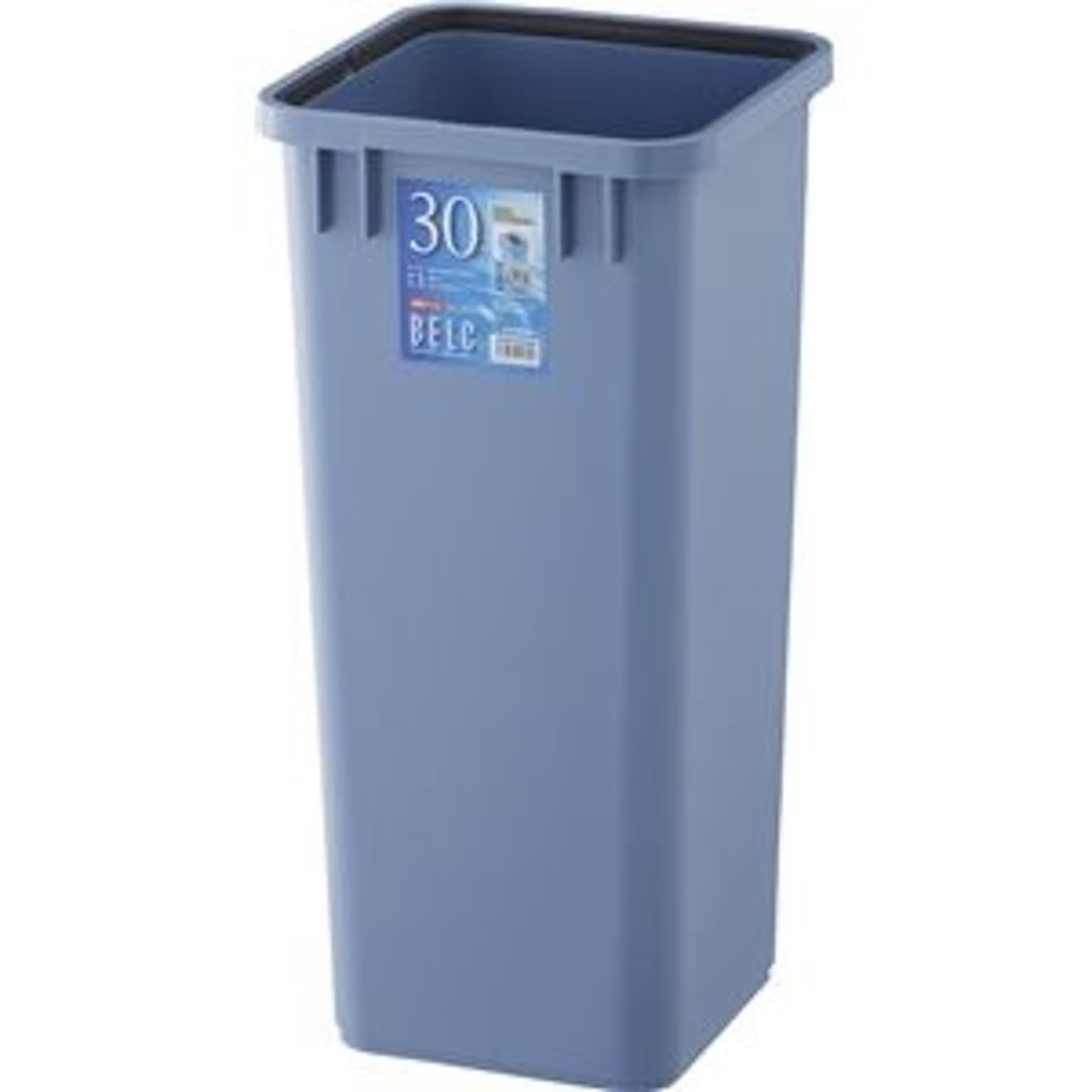 〔12個セット〕 ゴミ箱 ダストボックス 約幅28.4cm 30L ブルー 屋外用 ポリ袋止め付き フタ別売 ポリバケツ ベルク 角ペール