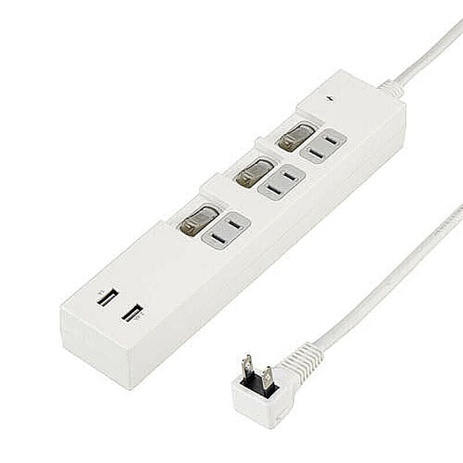 5個セット YAZAWA 個別スイッチ付3AC2USB3.4A2mホワイト Y02KS532WH2UX5 管理No. 4589453400323