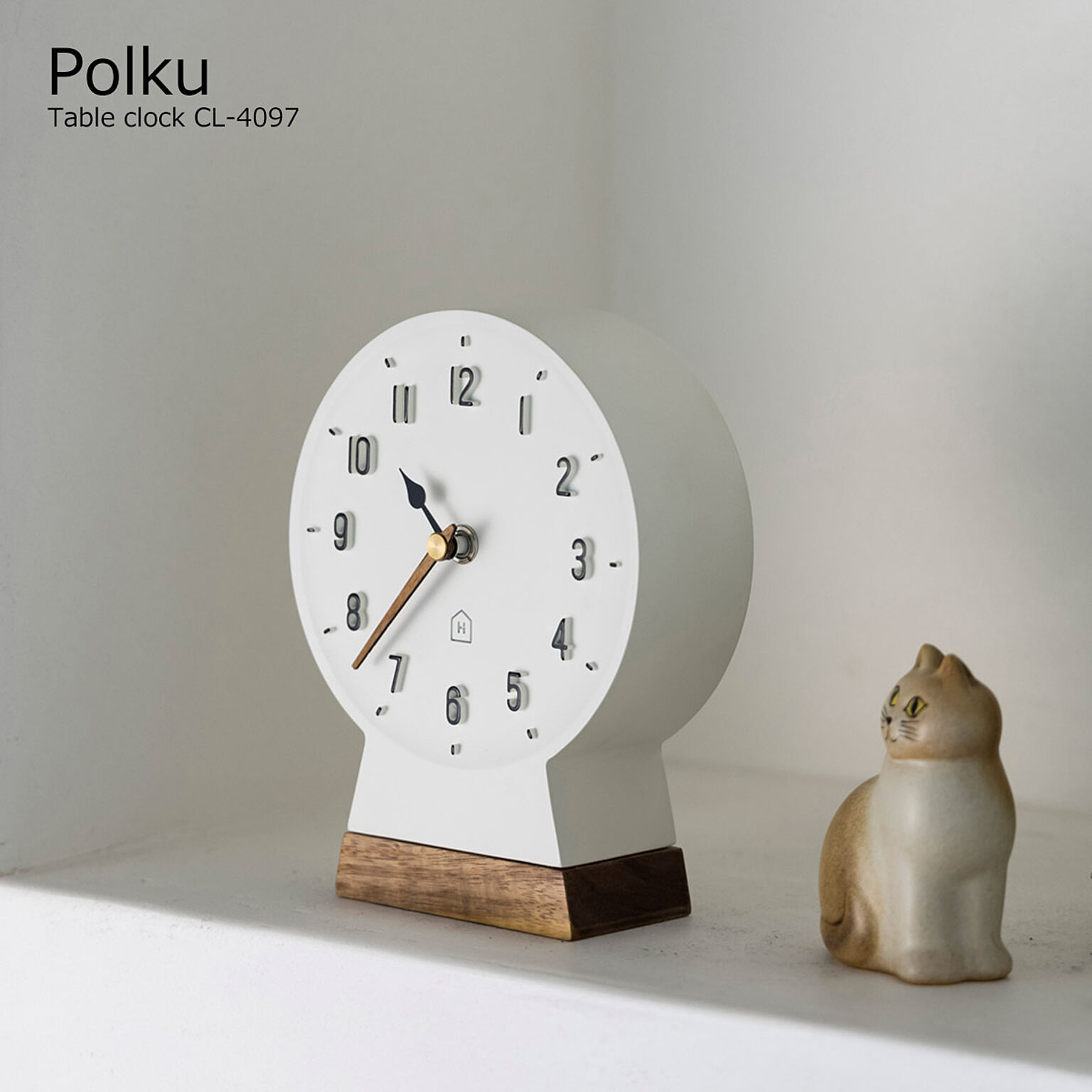 置き時計 おしゃれ 北欧 かわいい 置時計 テーブルクロック ポルク Polku CL-4097 リビング 玄関 寝室 一人暮らし オブジェ かわいい 白 オシャレ シンプル  モダン ナチュラル