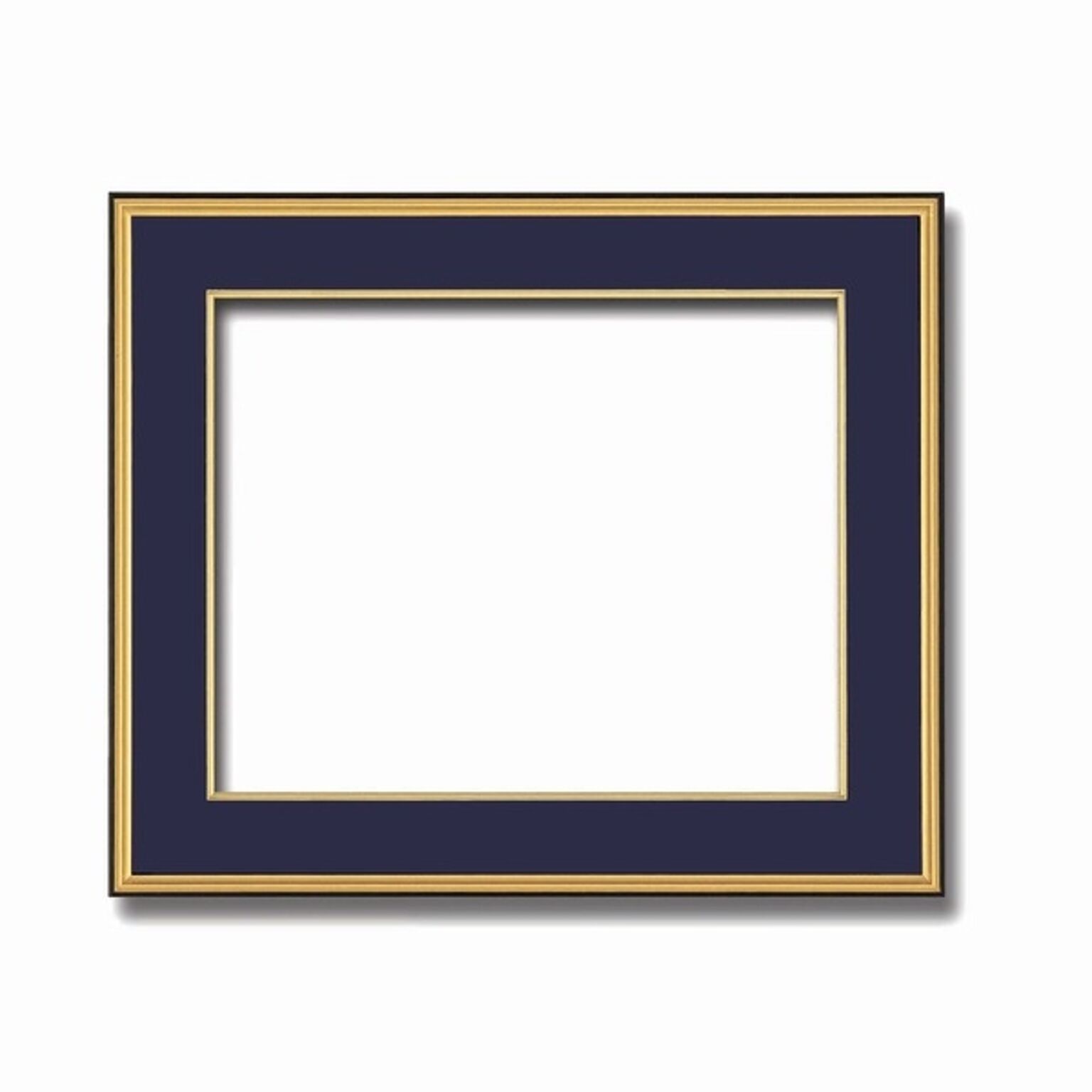 【和額】黒い縁に金色フレーム　日本画額　色紙額　木製フレーム　■黒金　色紙F10サイズ(530×455mm)　紺