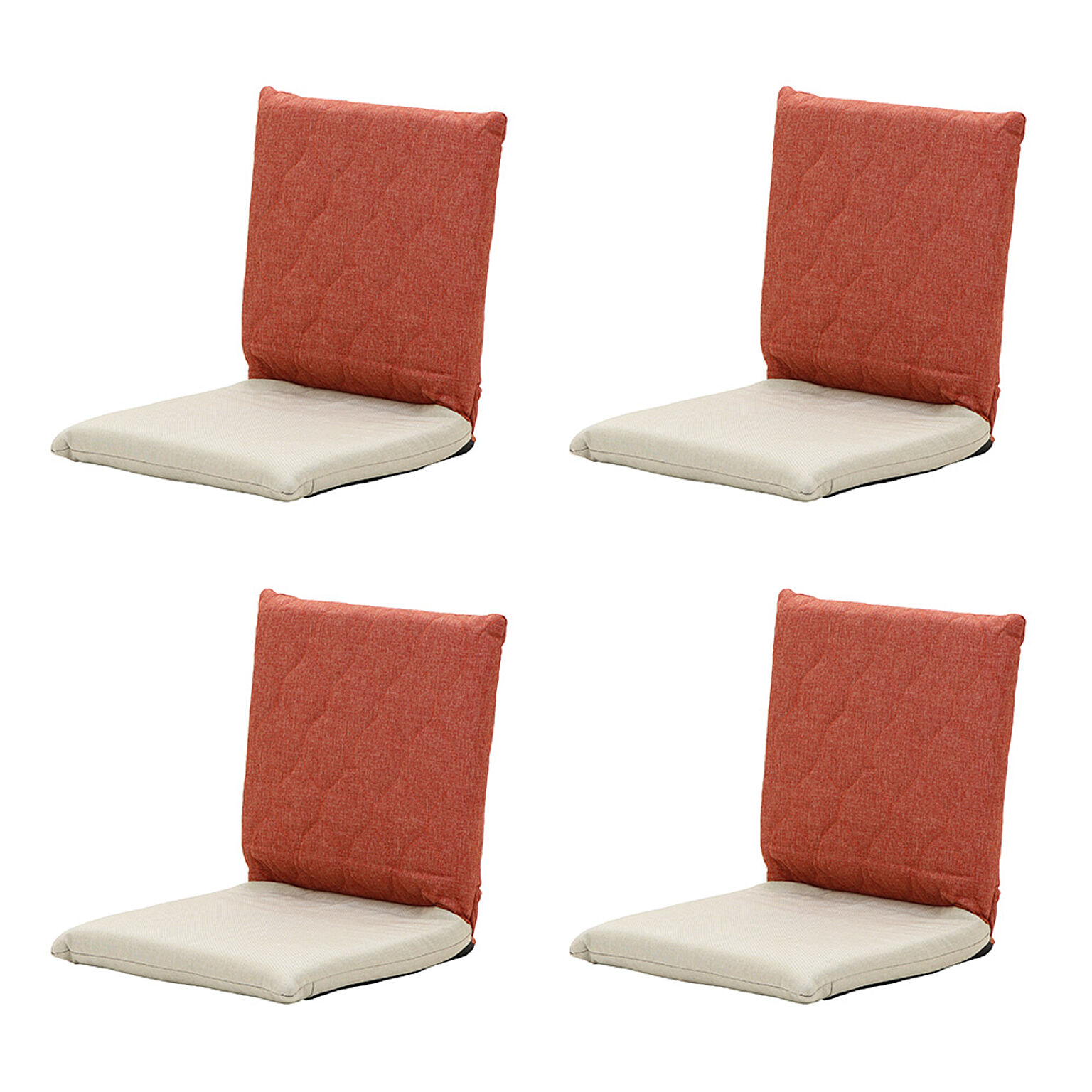 1年保証 座椅子 フロアチェア 折り畳み 4台セット コンパクト おしゃれ リクライニング 北欧 キルティング 刺繍 取っ手 RICAMO リカモ