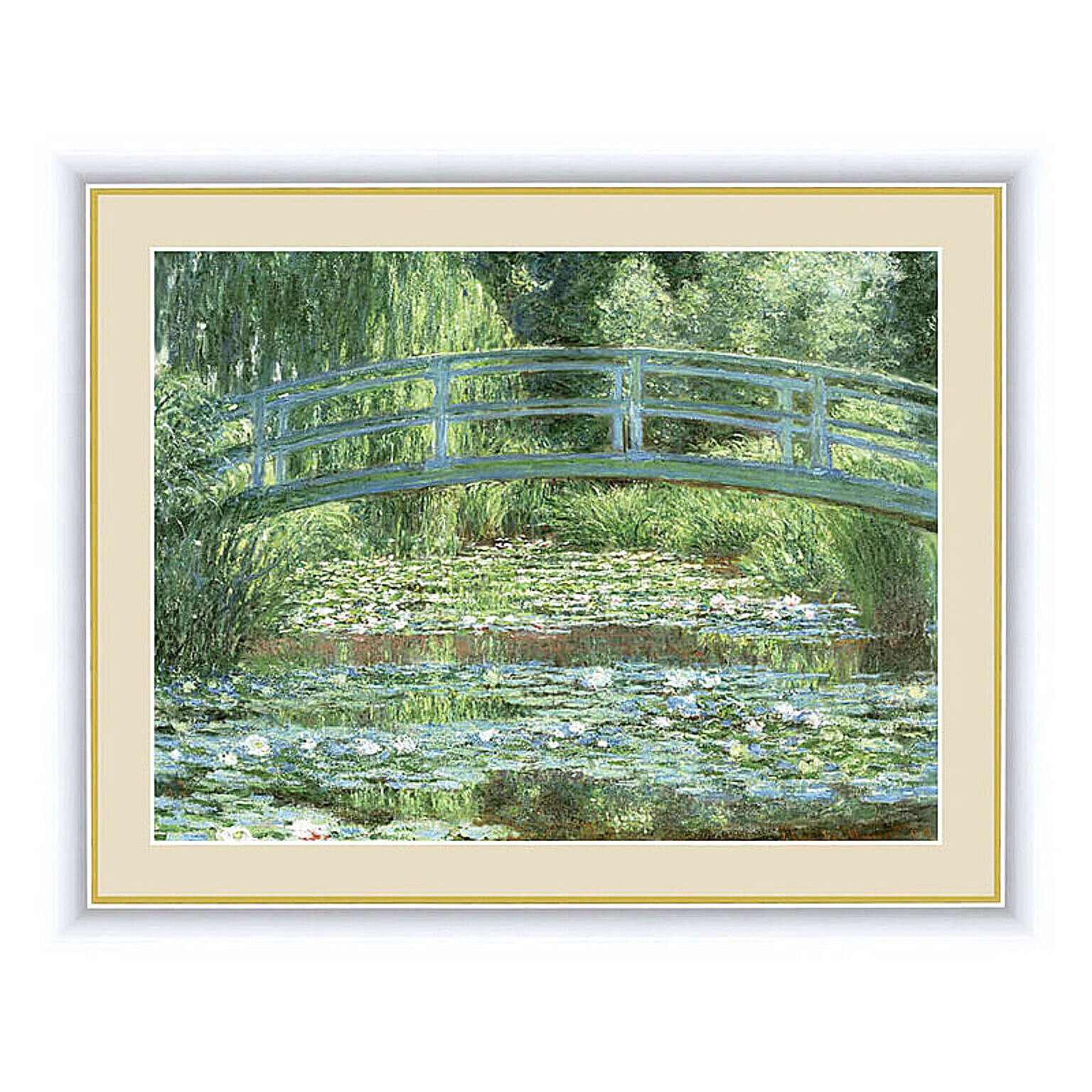 Claude Monet（クロード・モネ） 睡蓮の池と日本の橋 アートポスター（フレーム付き） m10779