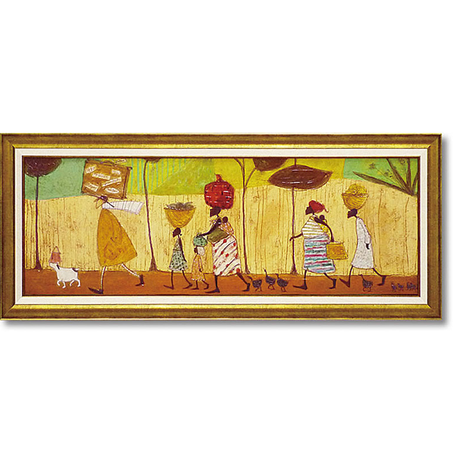 サムトフト みんなでピクニック Gel加工 絵画 インテリア 額入り サムトフト 横長 イエロー